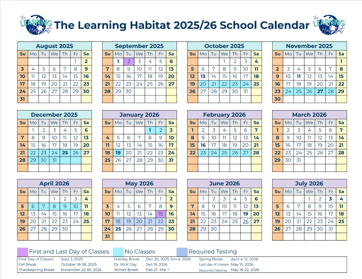 2025 2026 Calendar The Learning Habitat