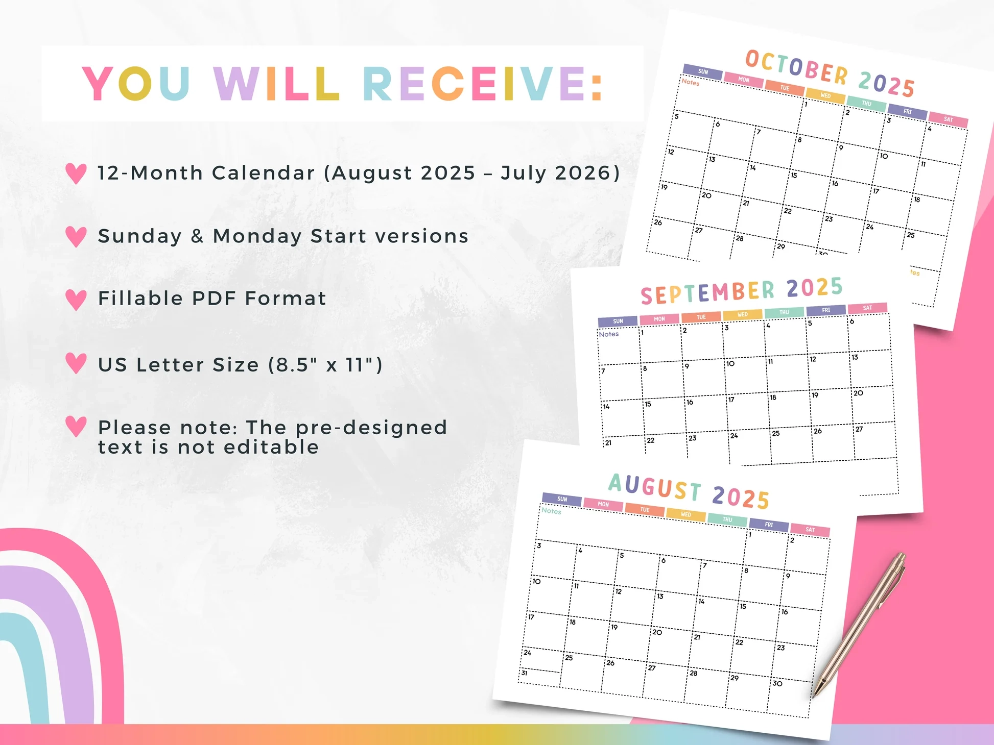 2025-2026 School Year Calendar Printable Free