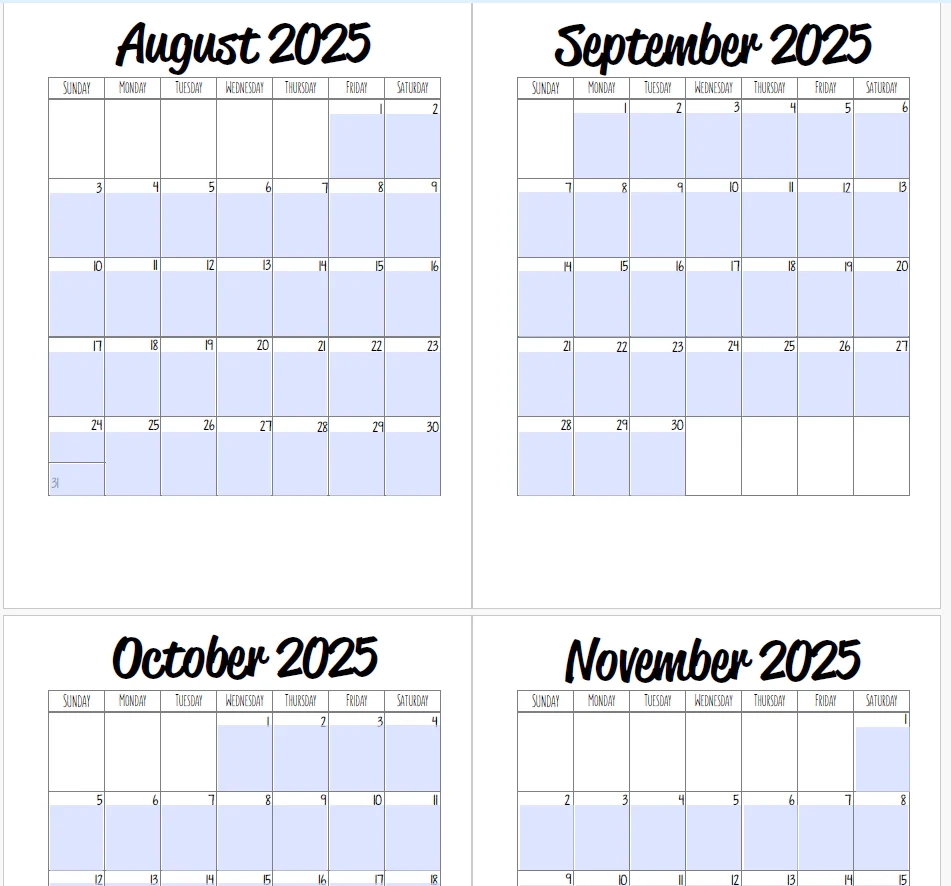 August 2026 Blank Calendar Printable Free