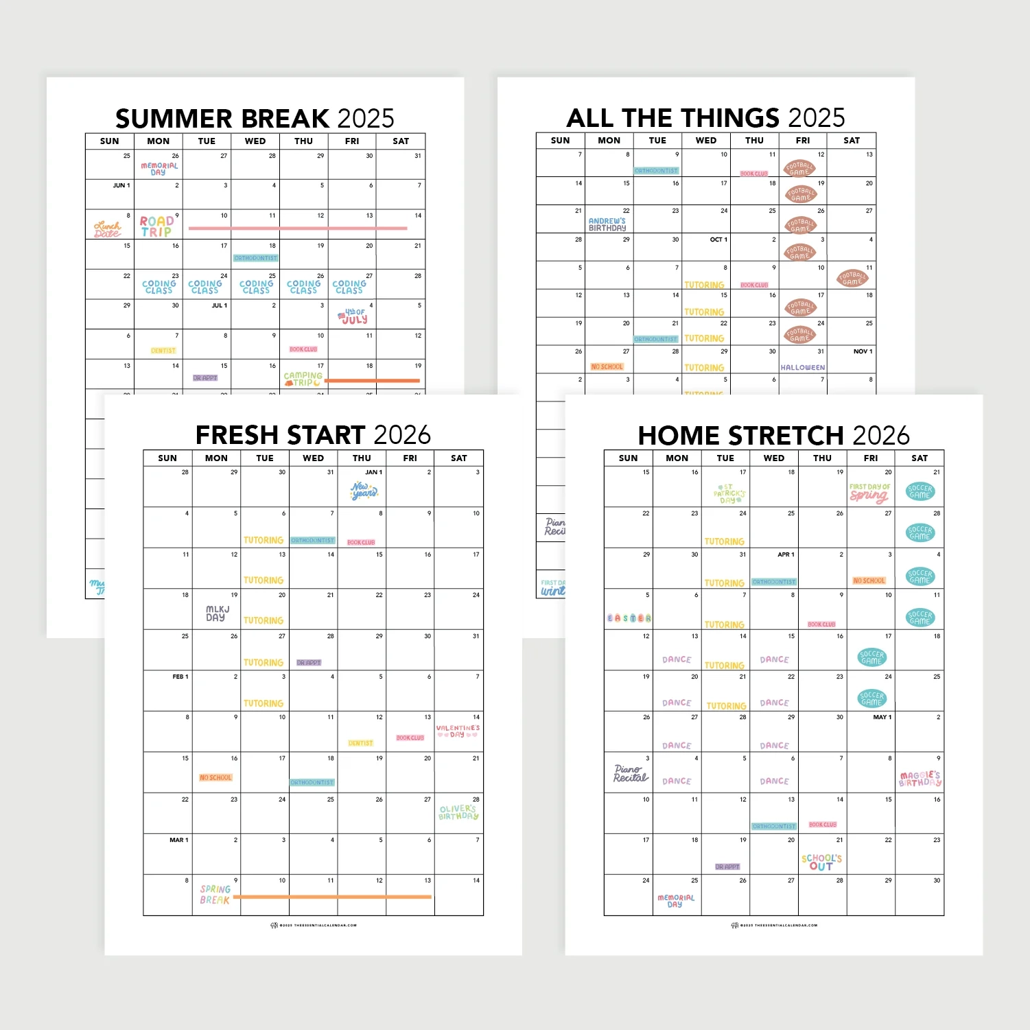 2025 2026 The Essential Family Calendar Sunday start The Essential Calendar 2025 2026 The Essential Family Calendar Sunday start The Essential Calendar