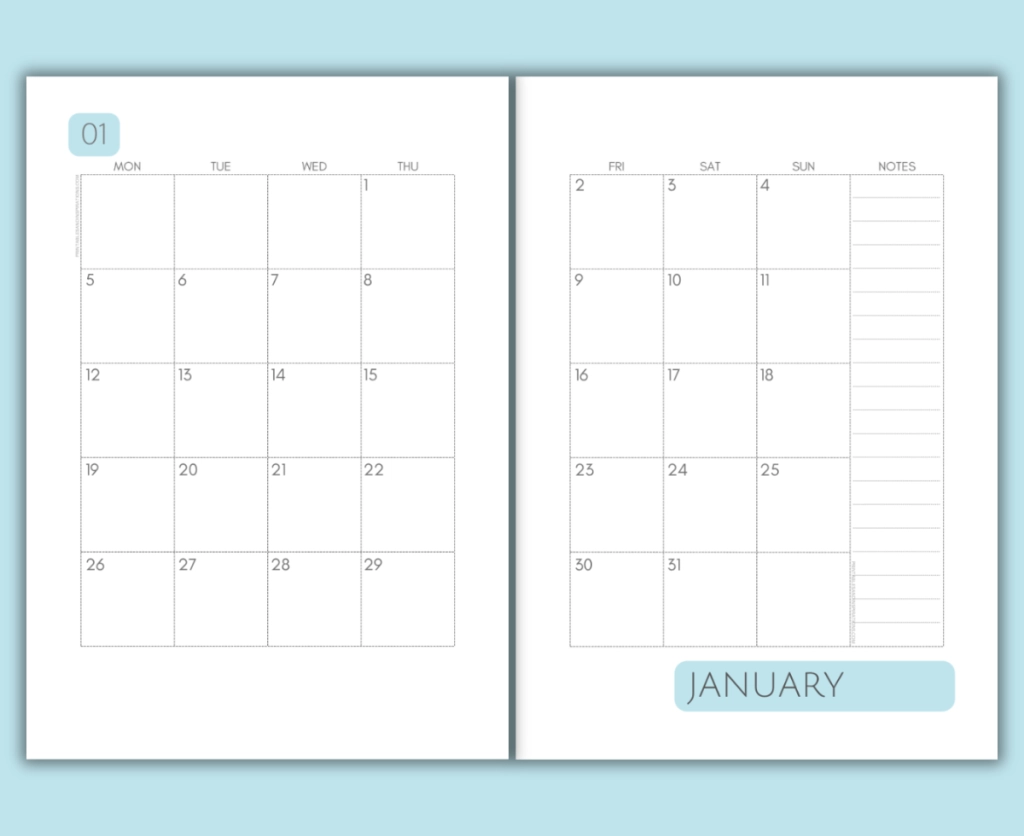 Blank Calendar Template 2026 Printable