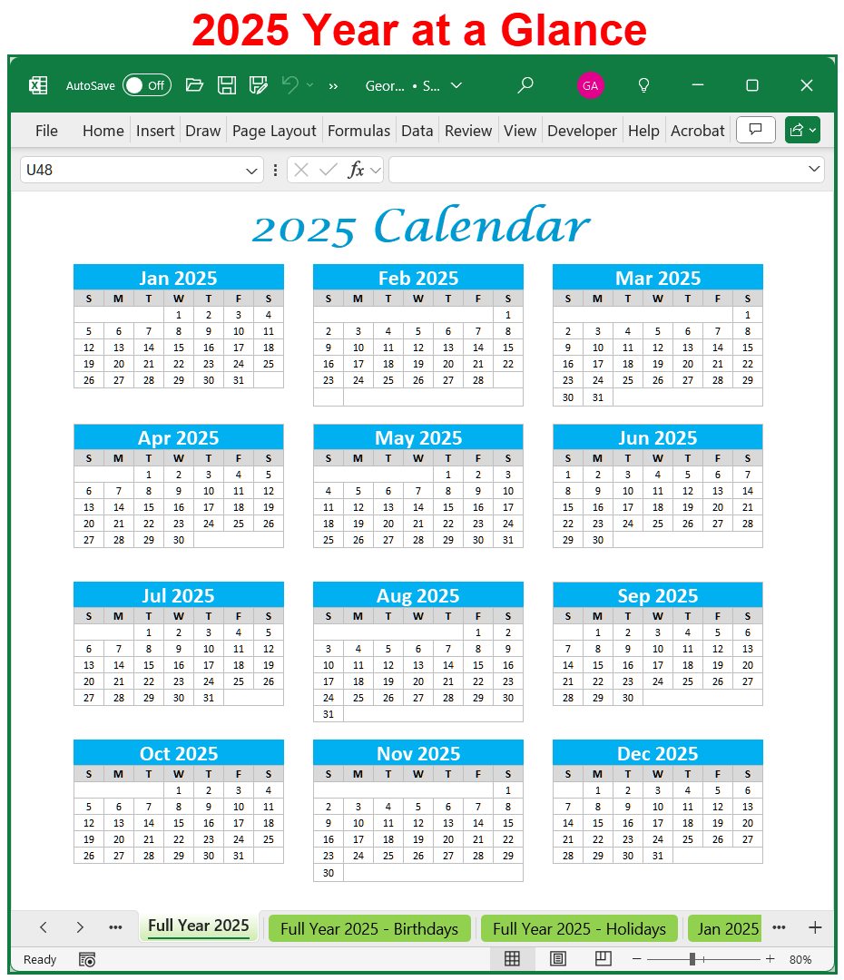 2025 Calendar Spreadsheet Printable And Editable Planner In Excel BuyExcelTemplates 2025 Calendar Spreadsheet Printable And Editable Planner In Excel BuyExcelTemplates