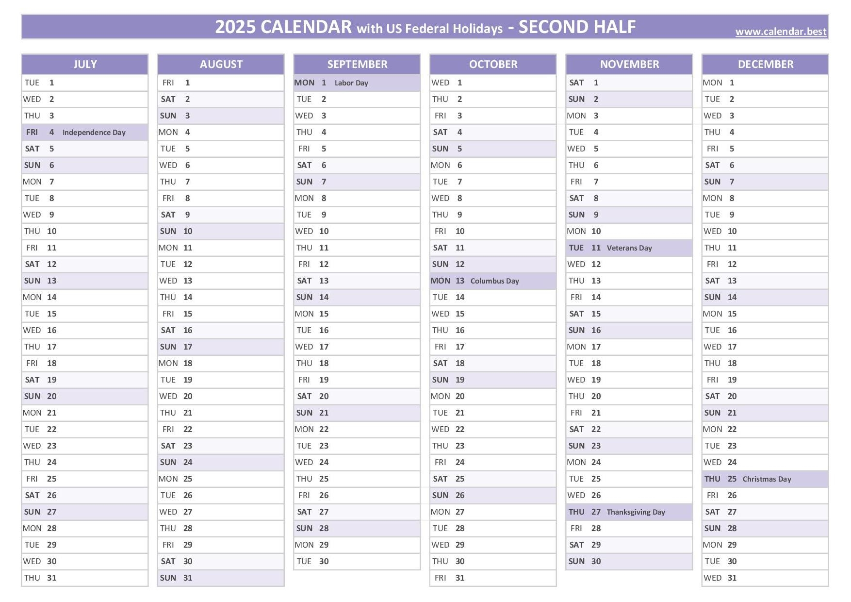 2025 Half Year Calendar To Print 2025 Half Year Calendar To Print