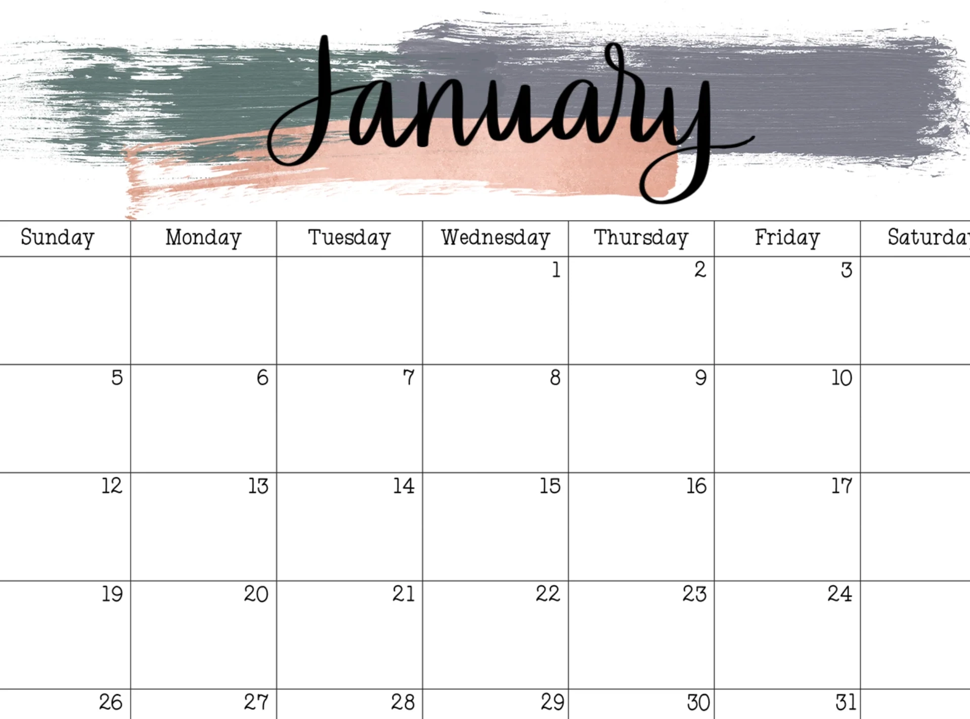 2025 Printable Calendar By Month