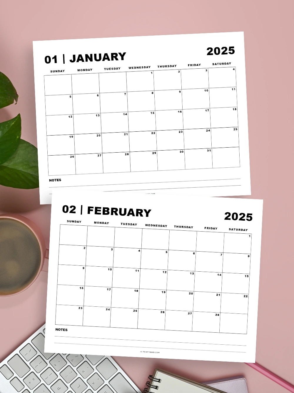 2025 Monthly Calendar With Notes PrintyBird 2025 Monthly Calendar With Notes PrintyBird