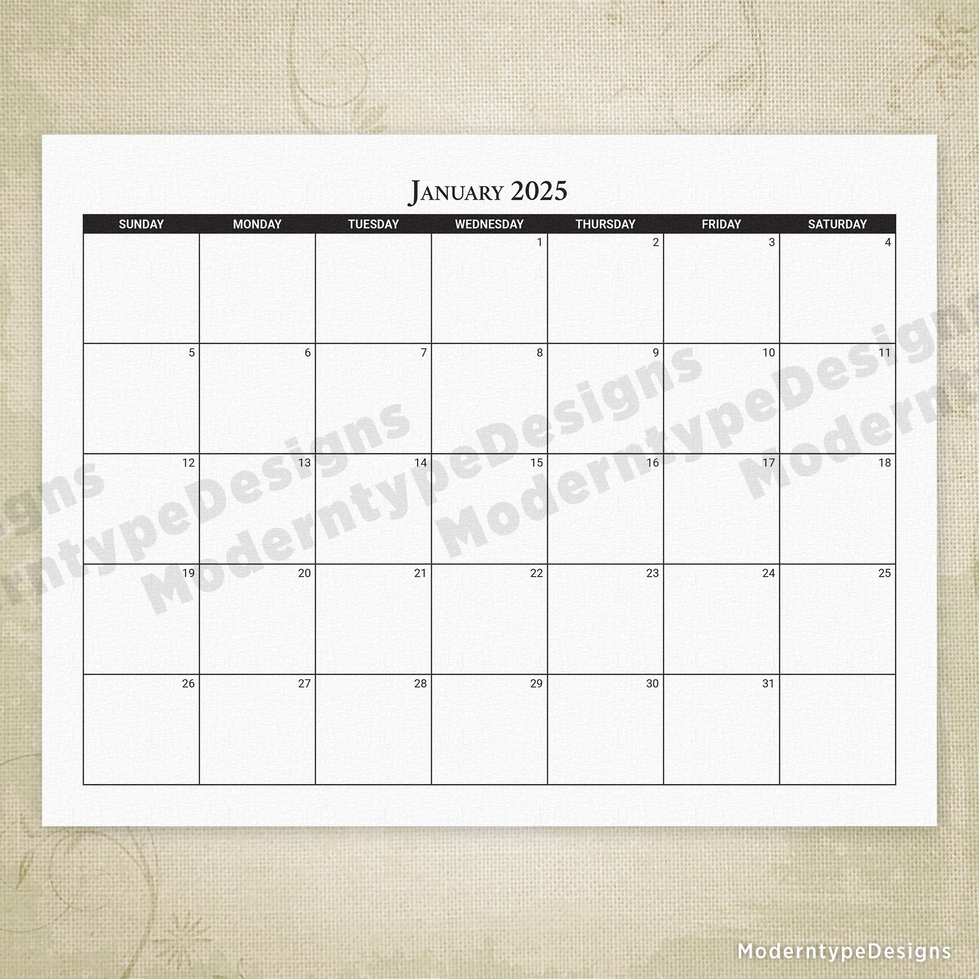 Blank 2025 Monthly Calendar Blank 2025 Monthly Calendar