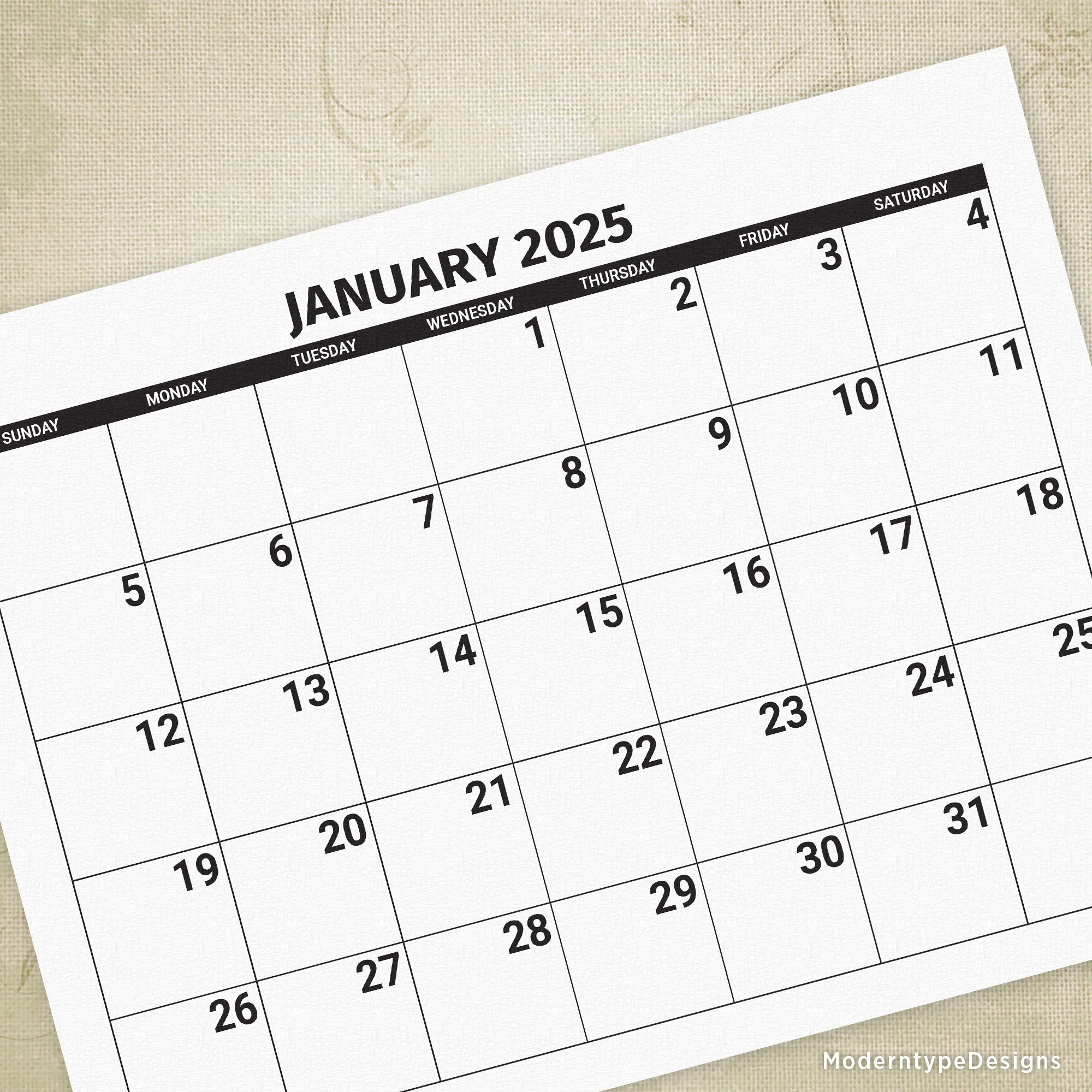 Blank Calendar For 2025