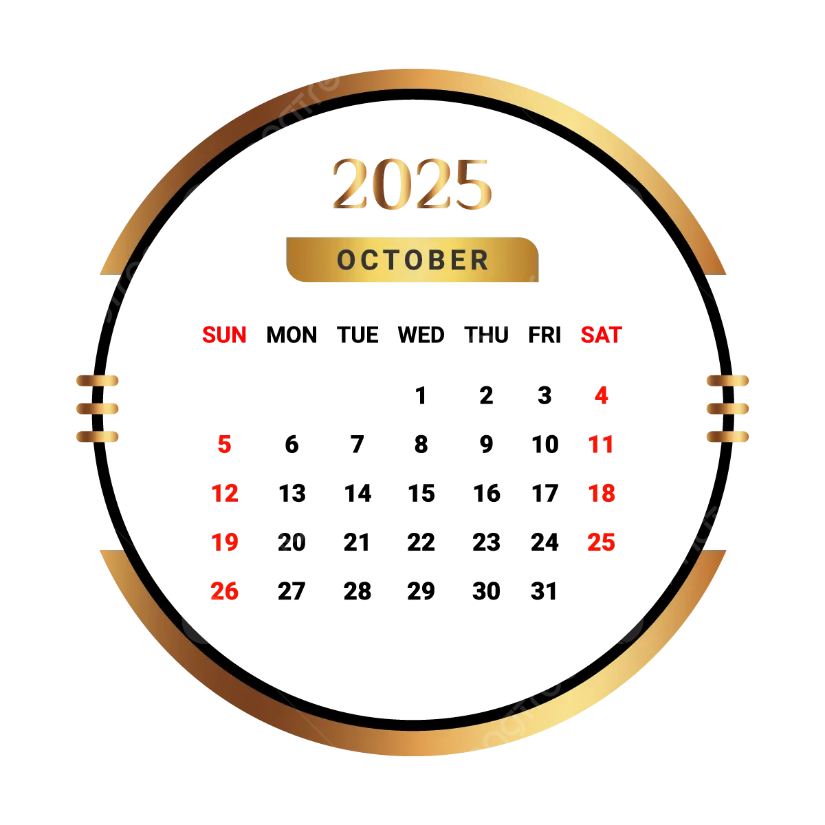 2025 October Month Calendar With Golden And Black Vector Monthly Calendar Calendar October 2025 PNG And Vector With Transparent Background For Free Download 2025 October Month Calendar With Golden And Black Vector Monthly Calendar Calendar October 2025 PNG And Vector With Transparent Background For Free Download