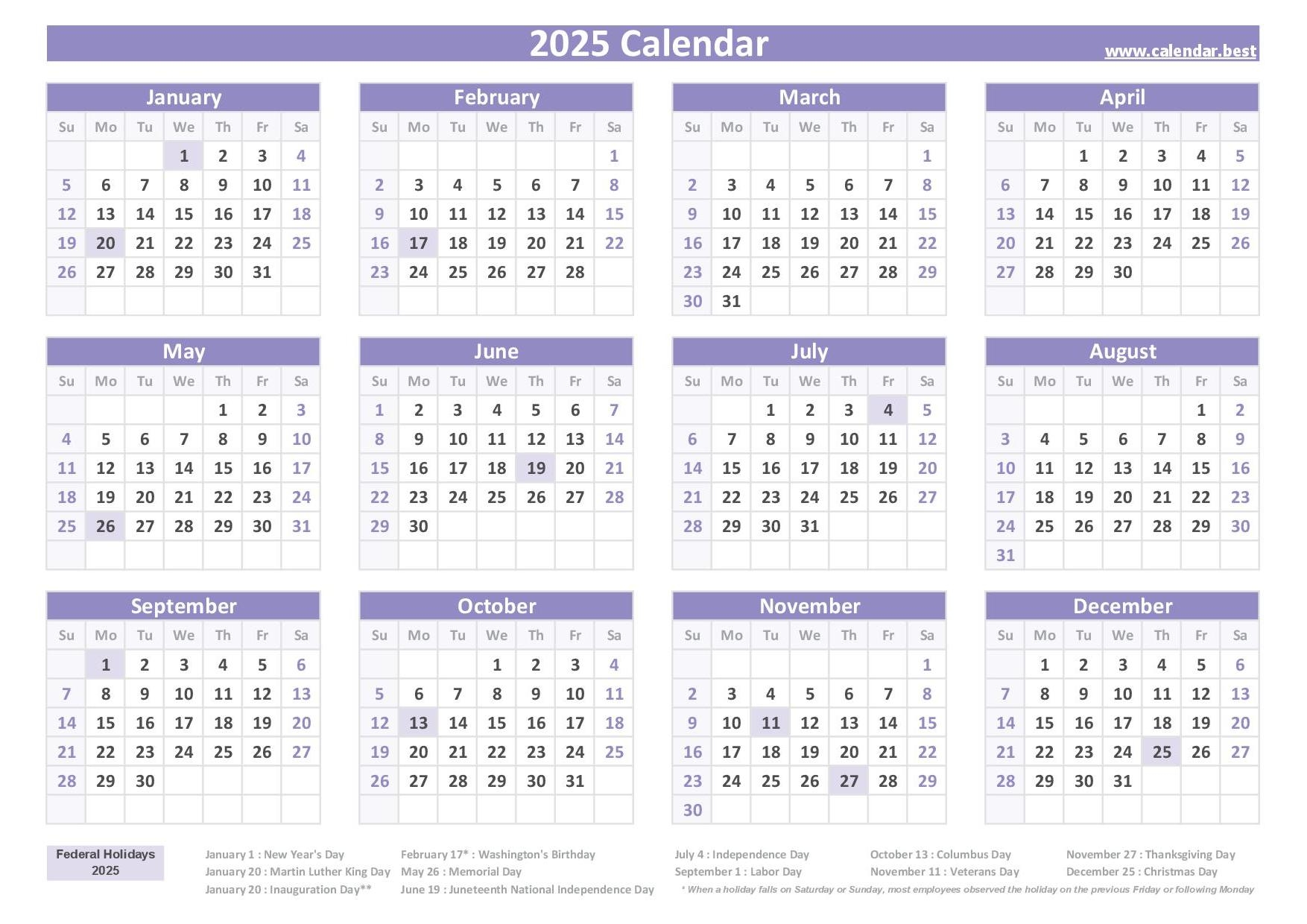 2025 Printable Calendar With Week Numbers And Holidays 2025 Printable Calendar With Week Numbers And Holidays