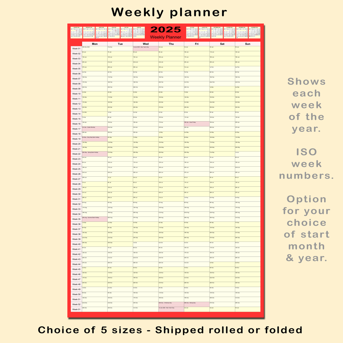 Blank Printable Weekly Calendar 2025