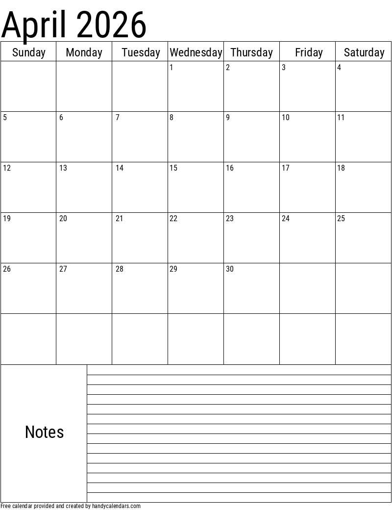2026 April Calendars Handy Calendars 2026 April Calendars Handy Calendars