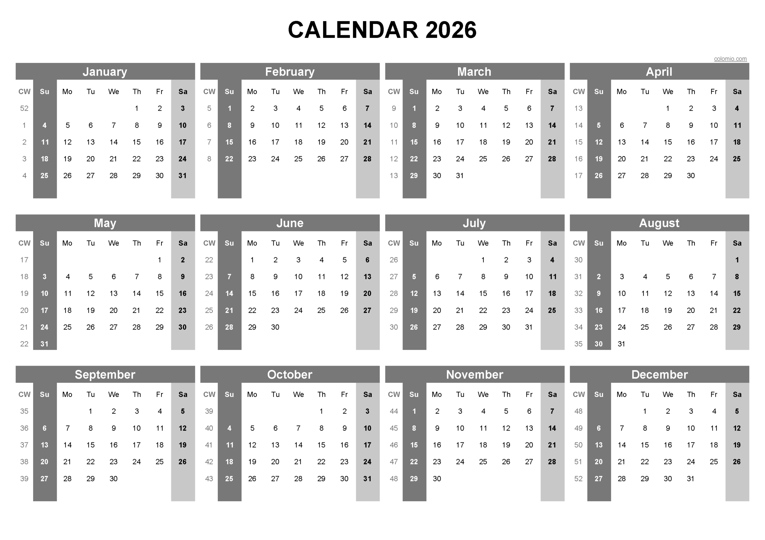 2026 Calendar Printable PDF Excel And Image File Free Download Easy To Print Annual Calendars 2026 Calendar Printable PDF Excel And Image File Free Download Easy To Print Annual Calendars