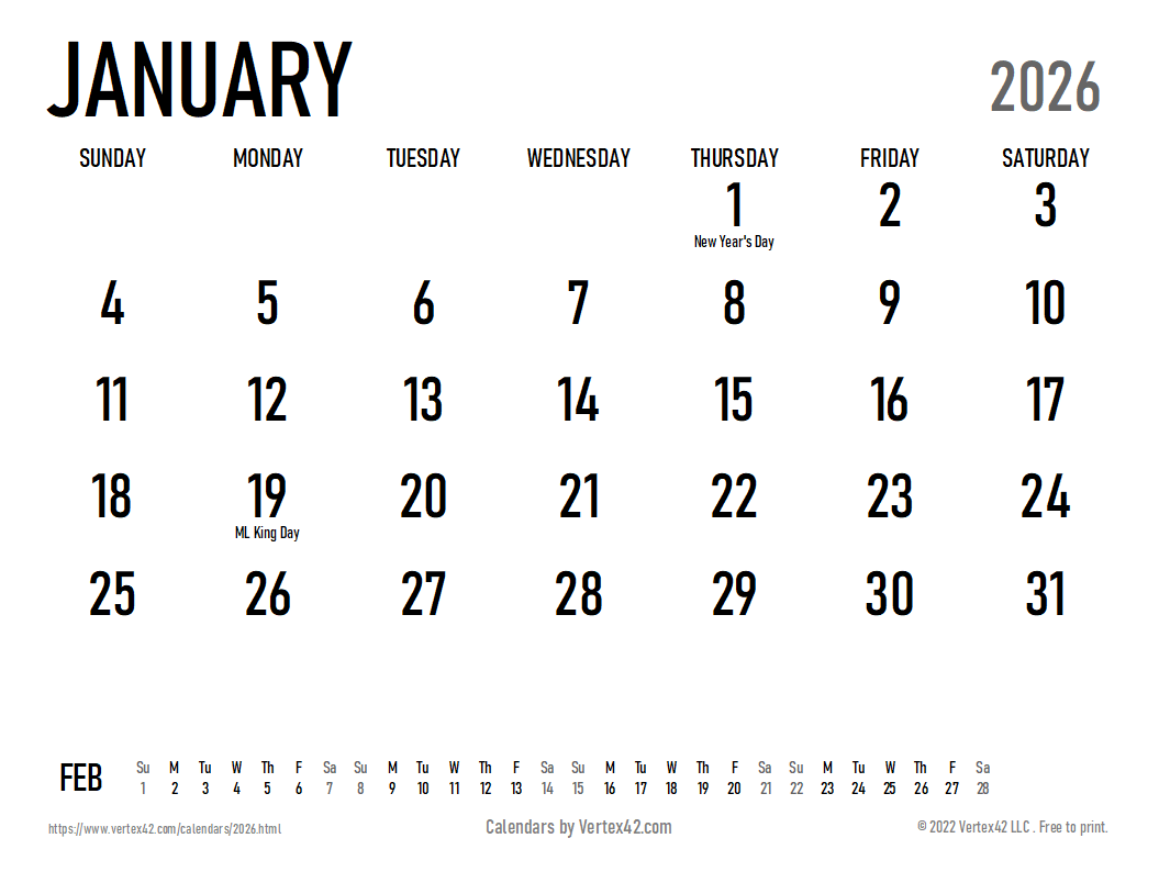 Blank Editable Printable Calendar 2026