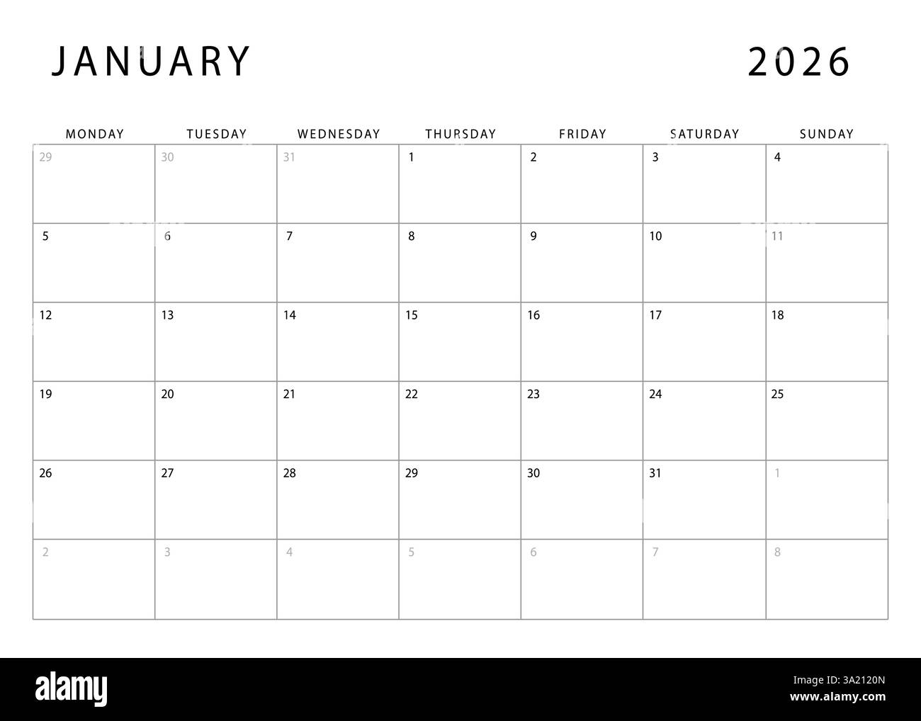 January 2026 Printable Calendar