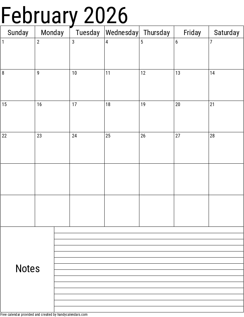 February 2026 Calendar Printable February 2026 Calendar Printable