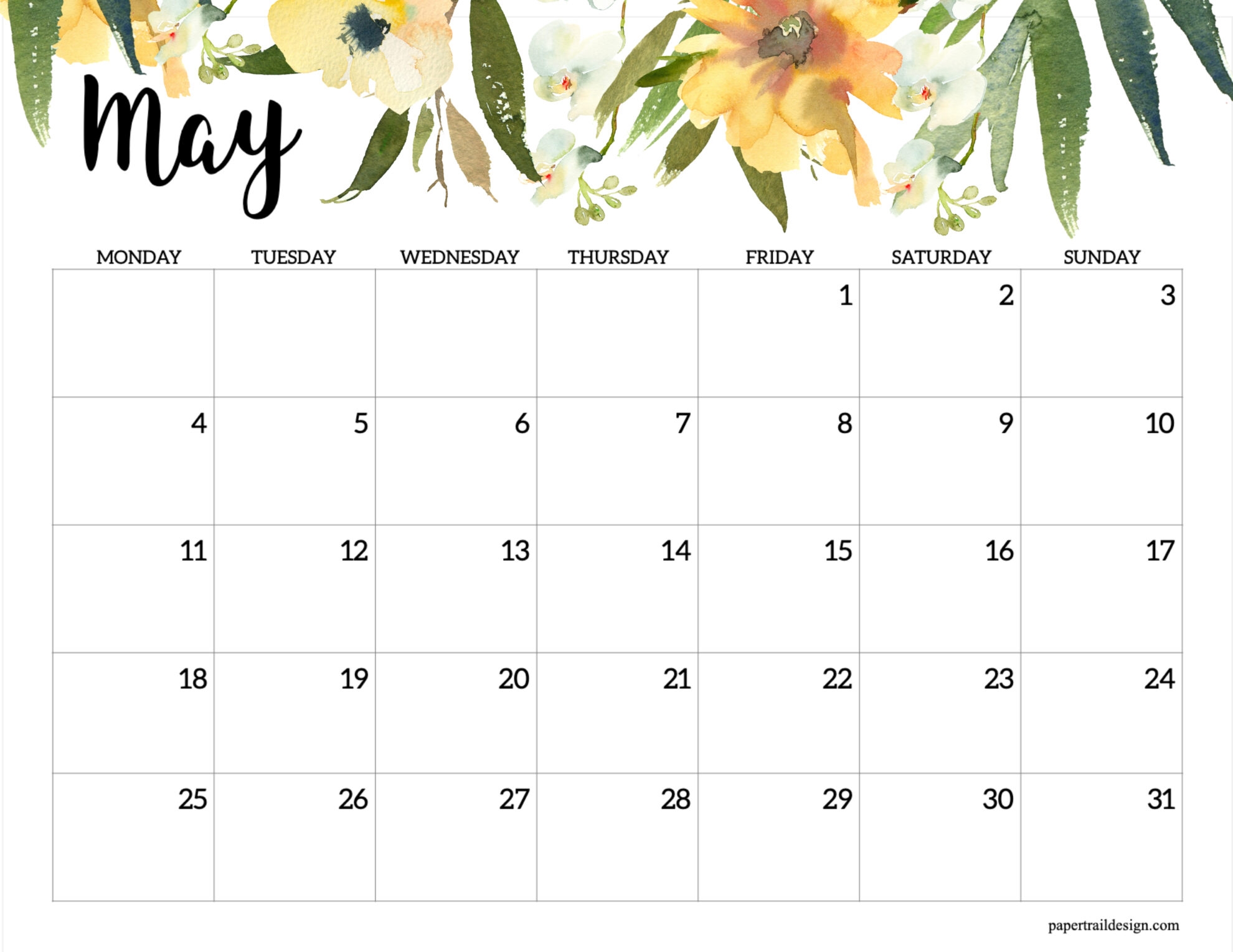 April 2026 Calendar Monday Start