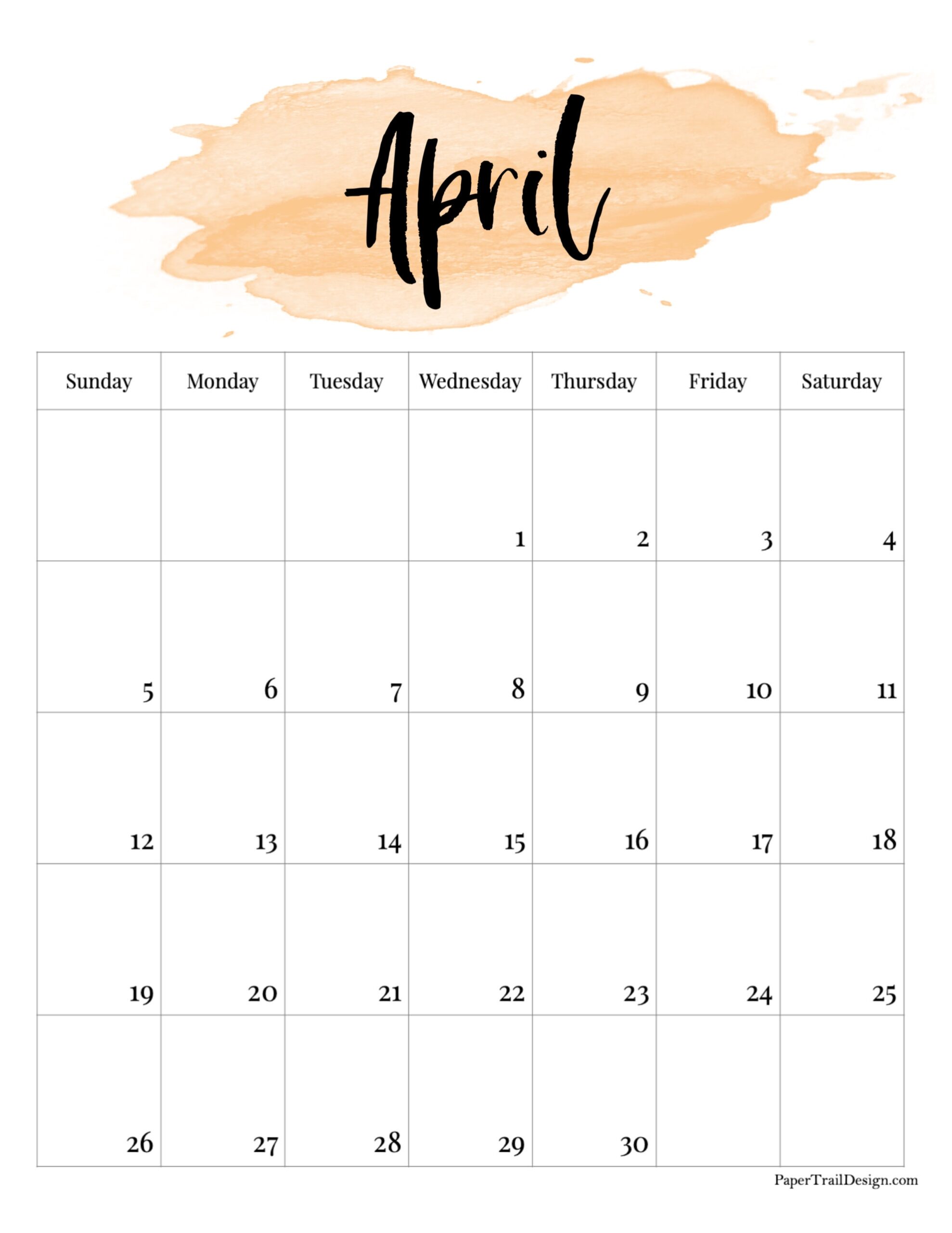 April 2026 Calendar Printable