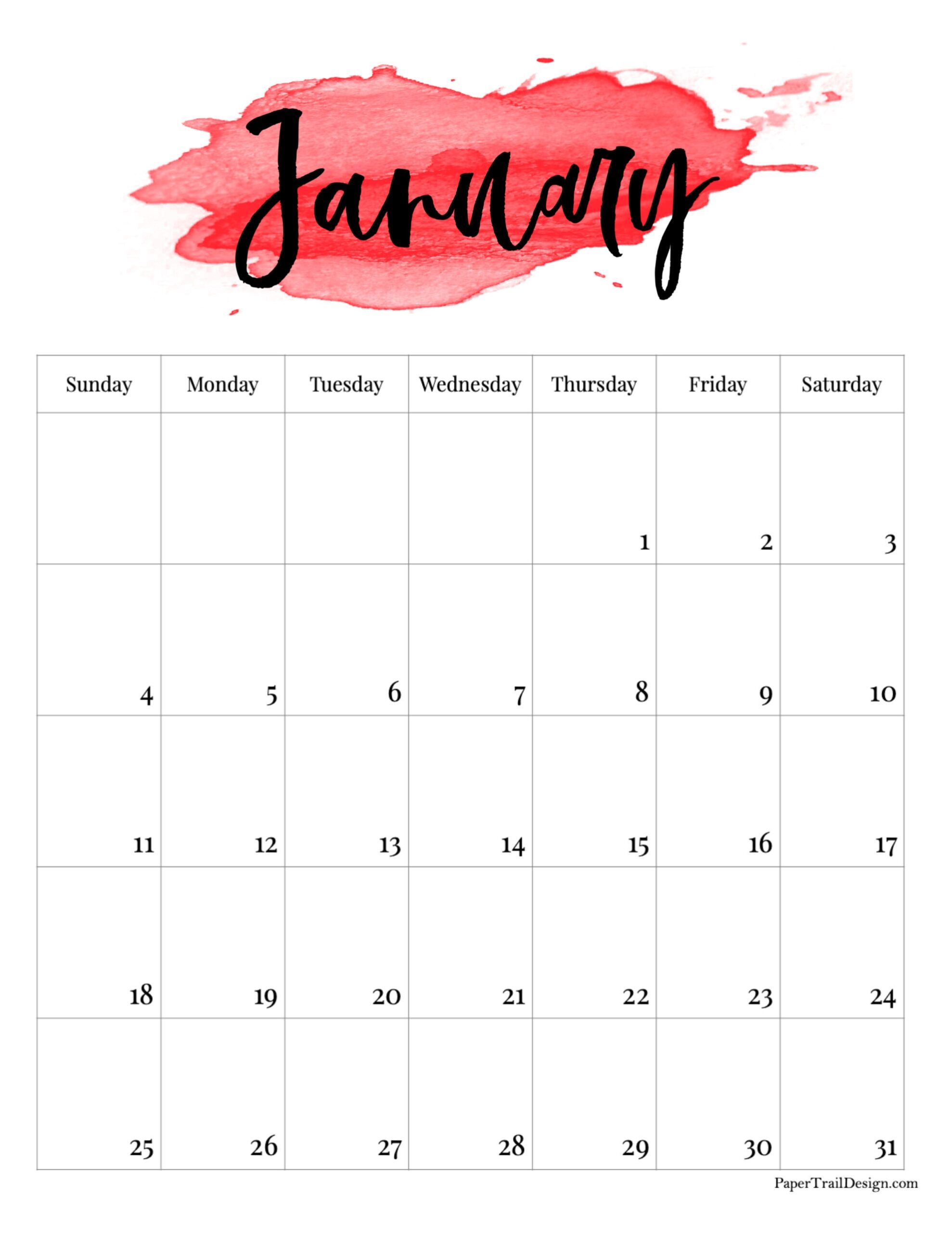 Blank Calendar January 2026 Printable Blank Calendar January 2026 Printable