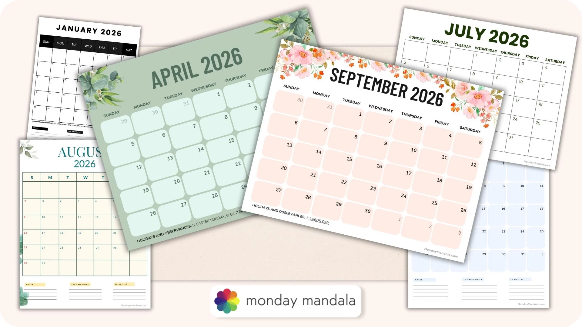 Blank Printable Calendar 2026