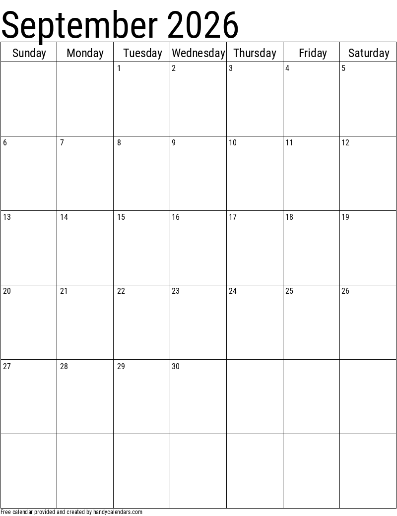 2026 September Calendars Handy Calendars 2026 September Calendars Handy Calendars