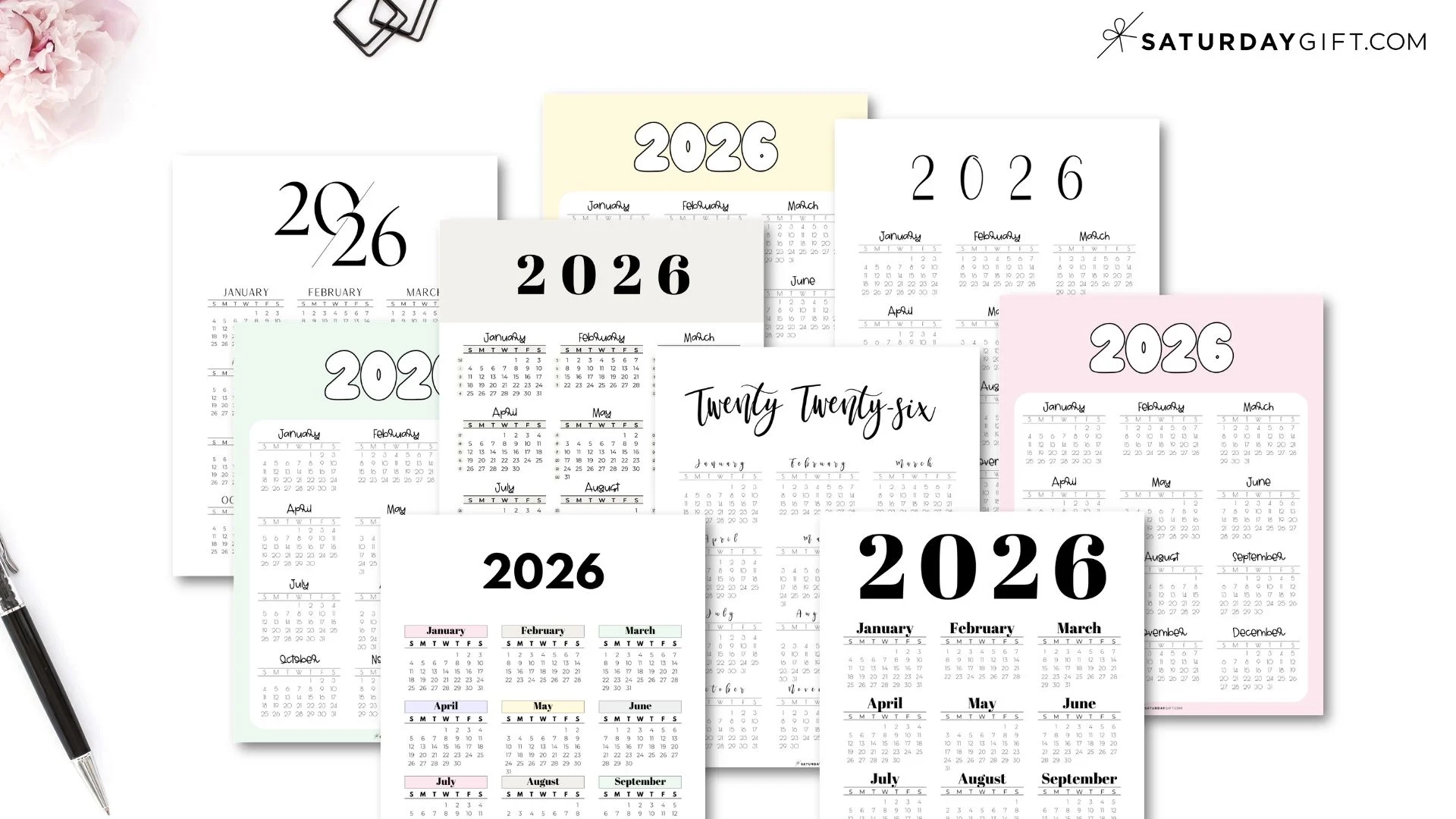 2026 Yearly Calendar Printable 35 Cute Free 2026 Annual Calendars