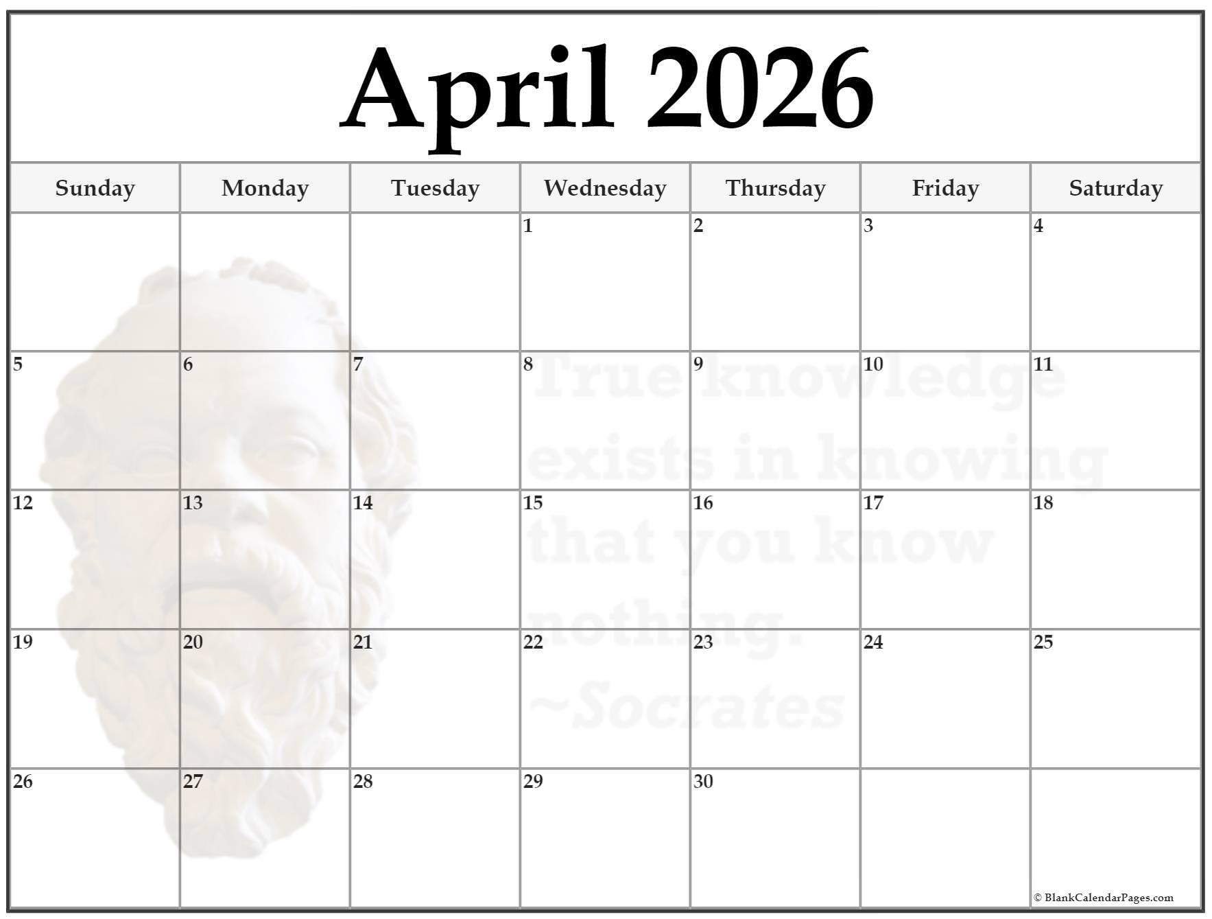24 April 2026 Quote Calendars