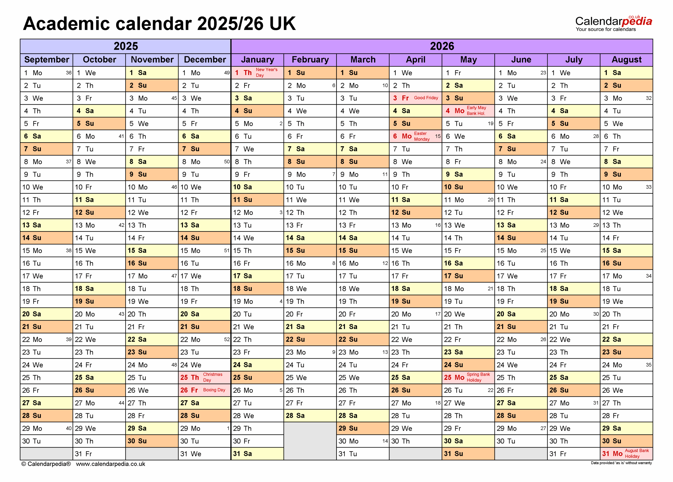 Academic Calendars 2025 26 UK Free Printable PDF Templates Academic Calendars 2025 26 UK Free Printable PDF Templates