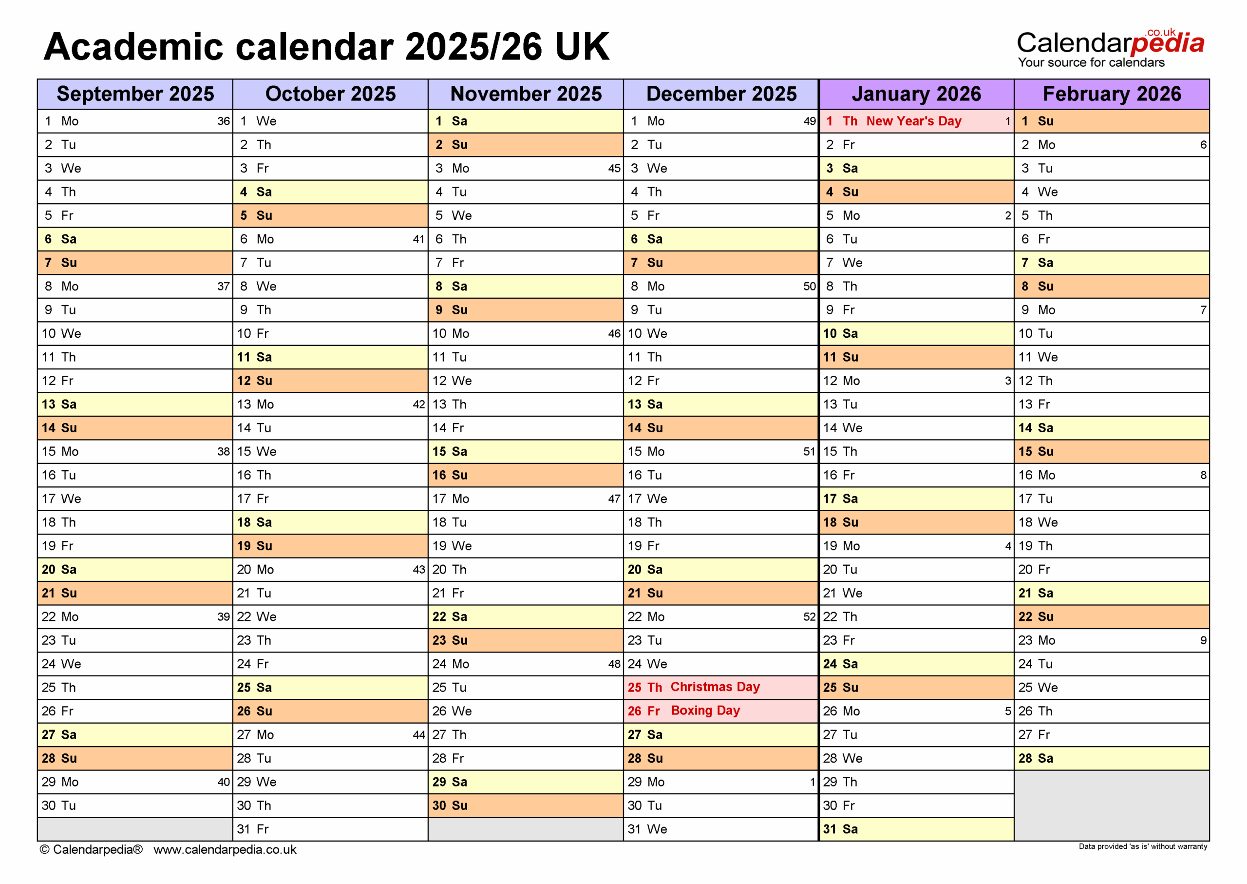Academic Calendars 2025 26 UK Free Printable PDF Templates Academic Calendars 2025 26 UK Free Printable PDF Templates