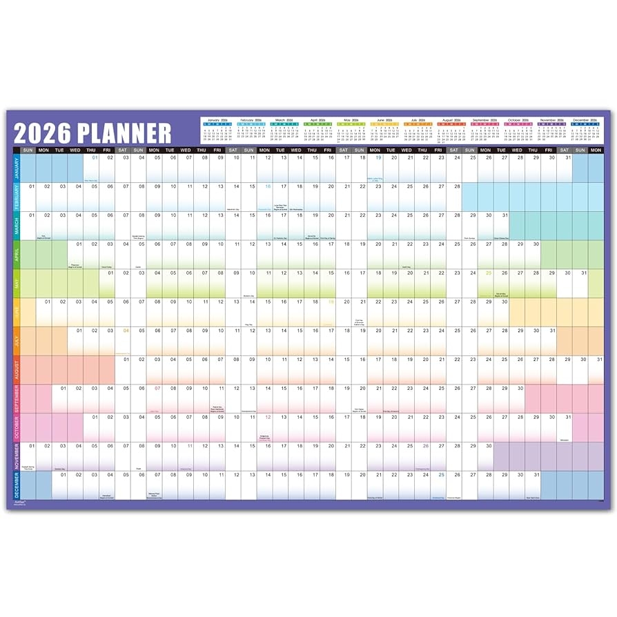 Amazon 2026 Yearly Wall Calendar Wall Calendar 2026 Jan 2026 Dec 2026 Yearly Calendar For Wall 2026 35 X 23 open Round Stickers Purple Office Products