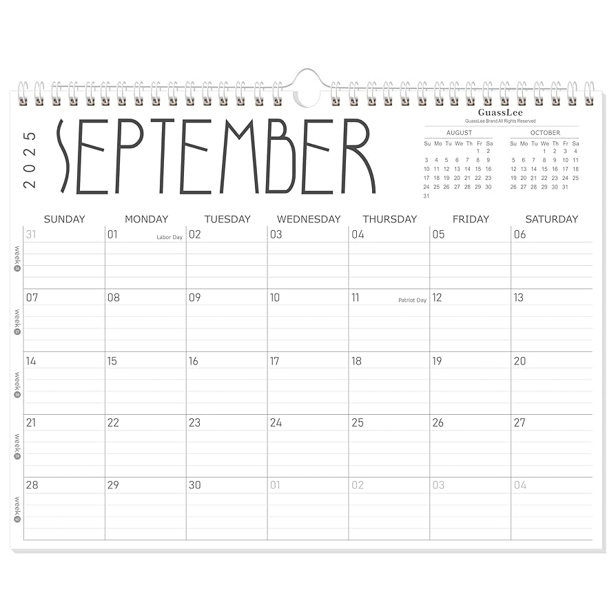 Amazon GuassLee 2025 Wall Calendar 12 Monthly Calendar From September 2025 To August 2026 14 X 11 2025 2026 Hanging Calendar With Spiral Binding Week Numbers For School Home Office Planning Organizing Office Products Amazon GuassLee 2025 Wall Calendar 12 Monthly Calendar From September 2025 To August 2026 14 X 11 2025 2026 Hanging Calendar With Spiral Binding Week Numbers For School Home Office Planning Organizing Office Products