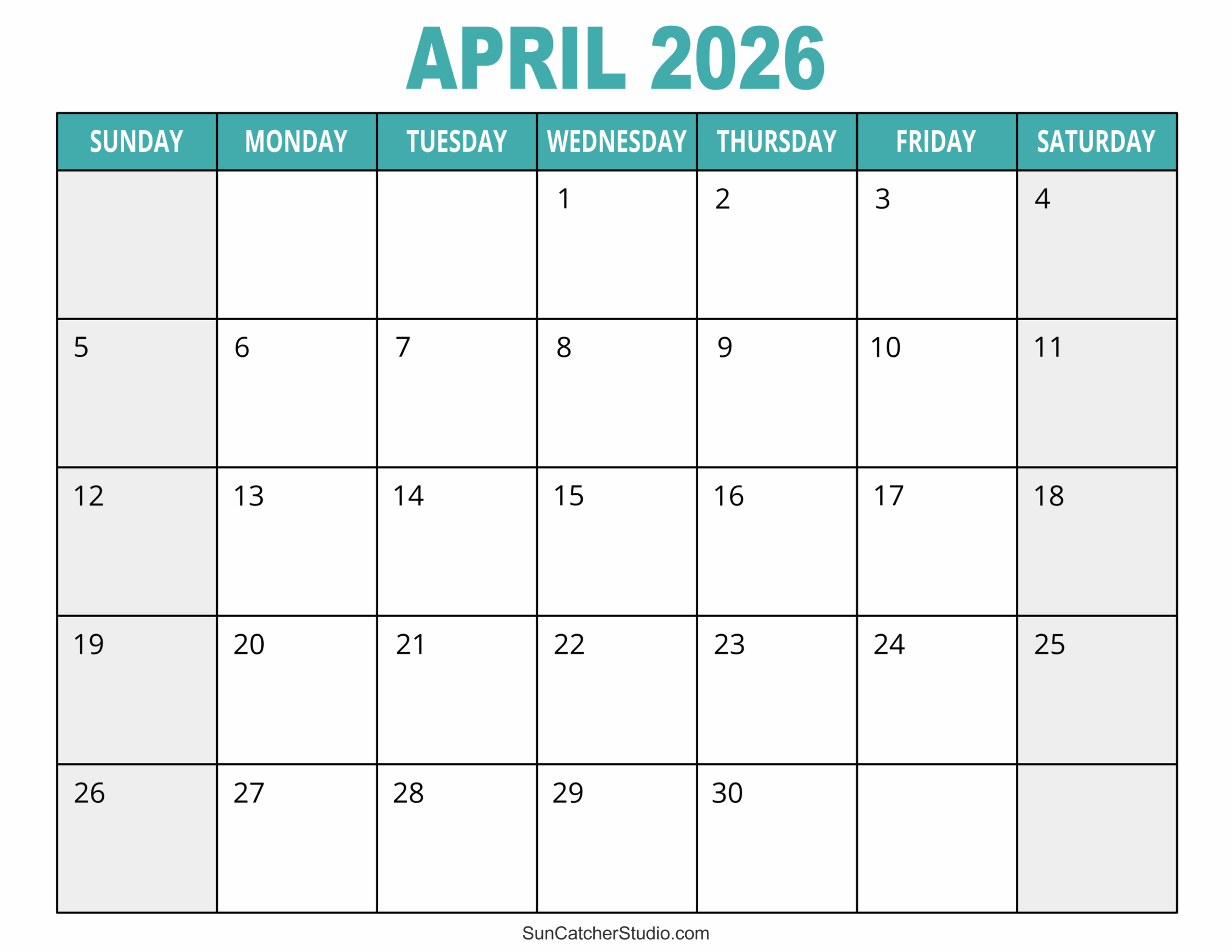 Blank Calendar For April 2026 Printable Blank Calendar For April 2026 Printable