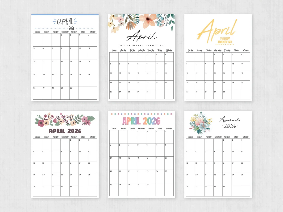 April 2026 Calendar Printable PDF Templates April 2026 Calendar Printable PDF Templates