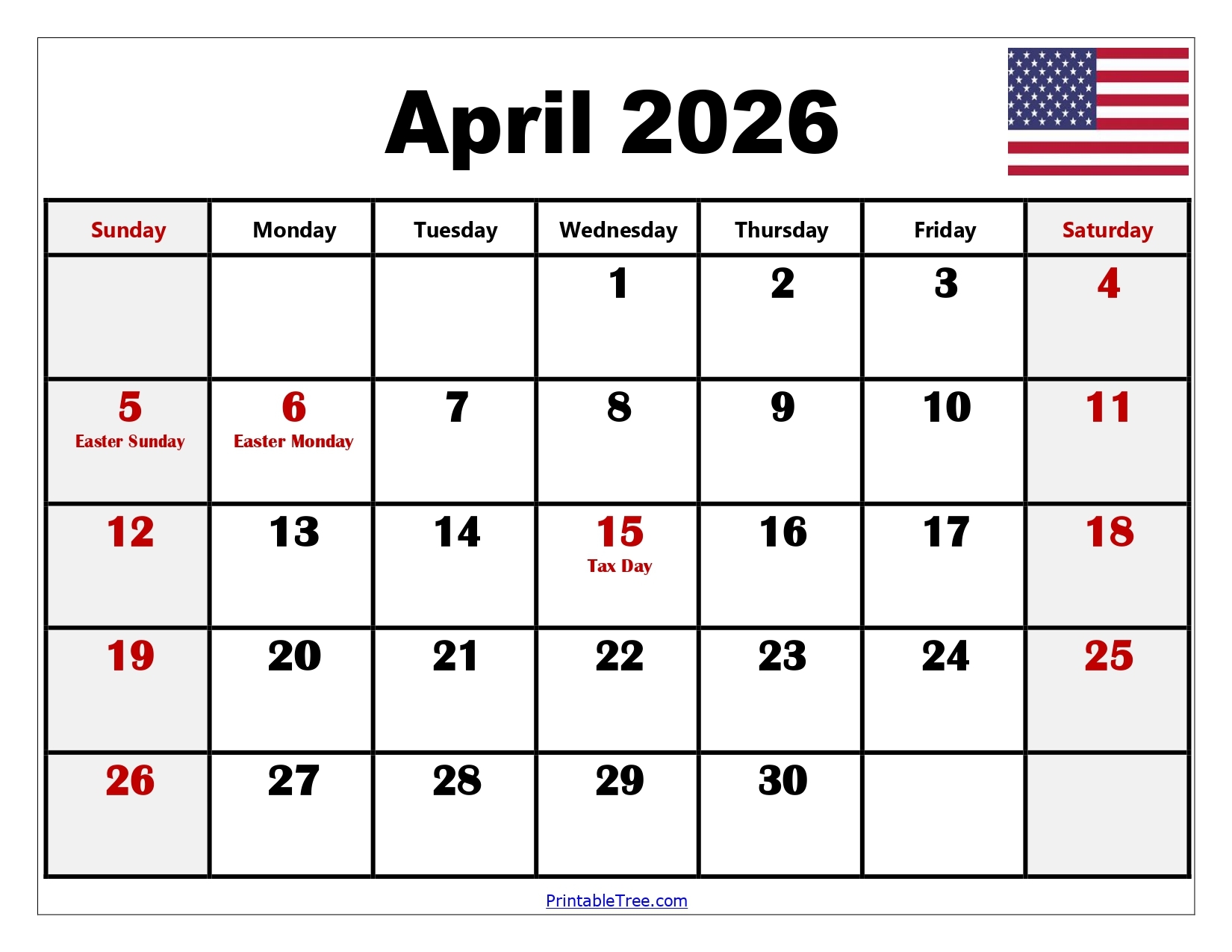 Blank Calendar For April 2026