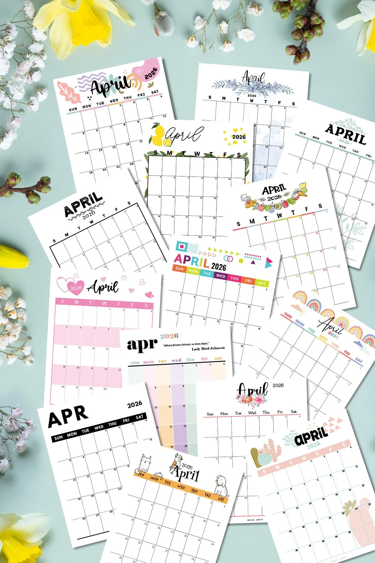 April 2026 Calendar Templates 14 Free Printables Savor Savvy