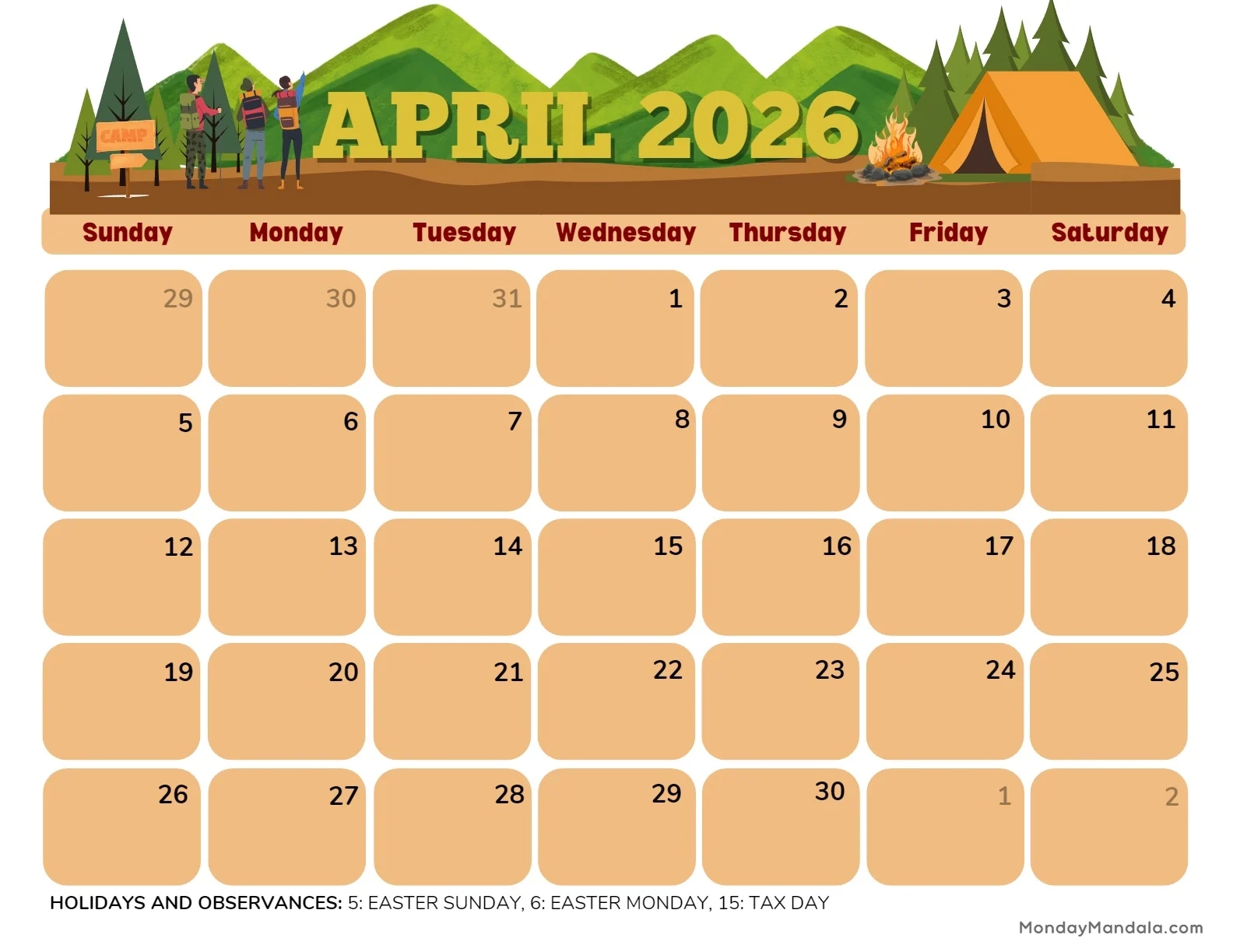 April 2026 Calendars Free PDF Printables April 2026 Calendars Free PDF Printables