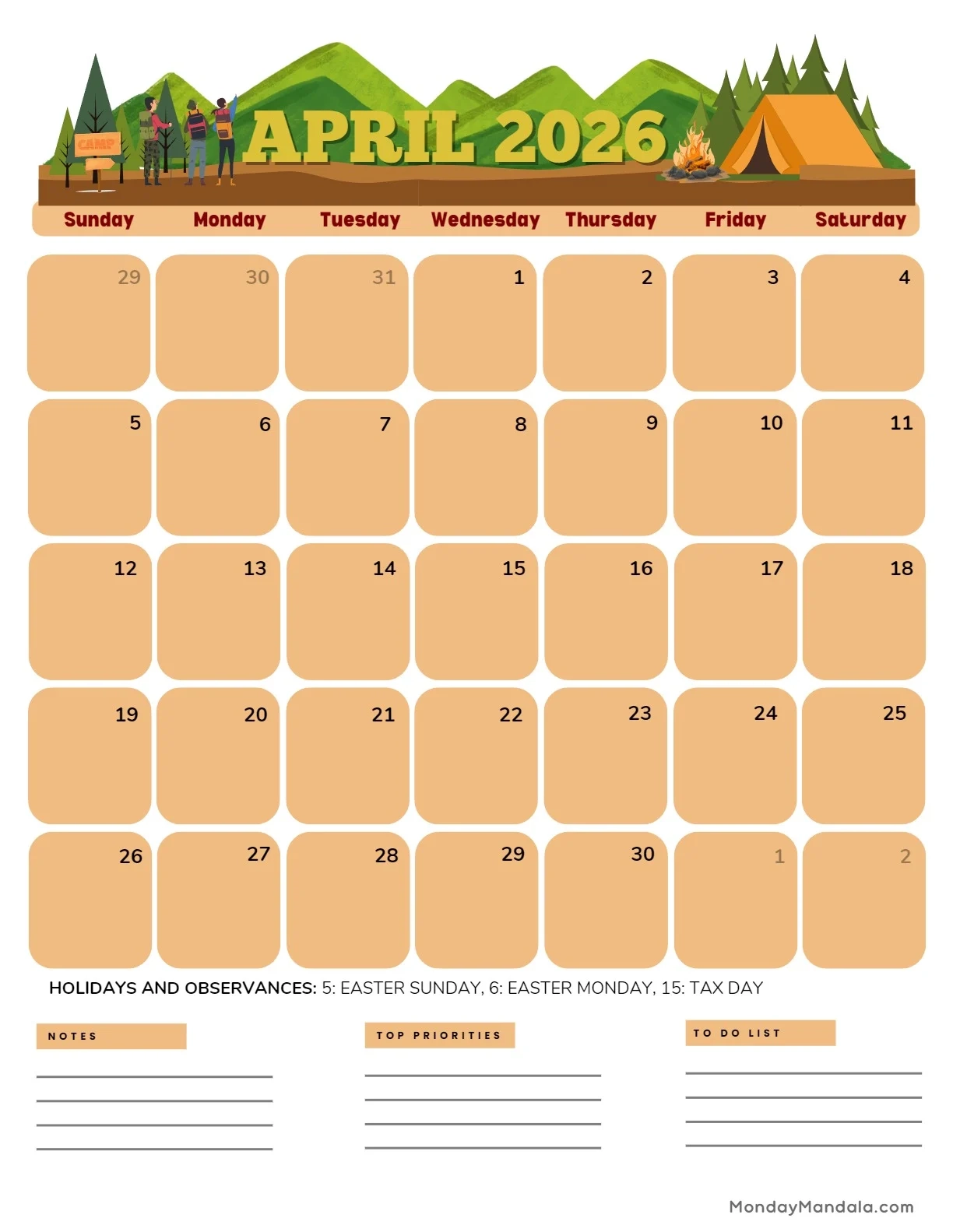 April 2026 Calendars Free PDF Printables April 2026 Calendars Free PDF Printables