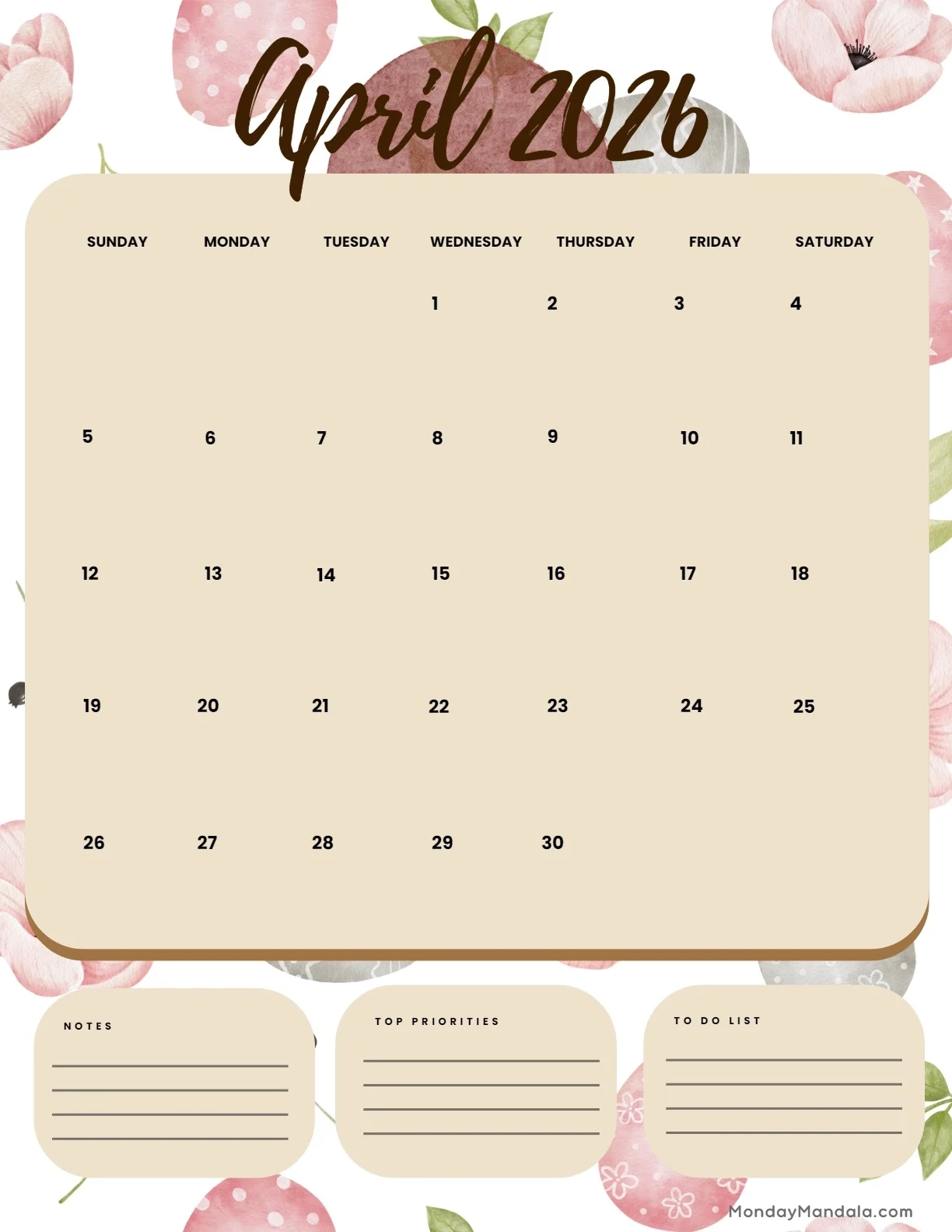 April 2026 Calendars Free PDF Printables April 2026 Calendars Free PDF Printables