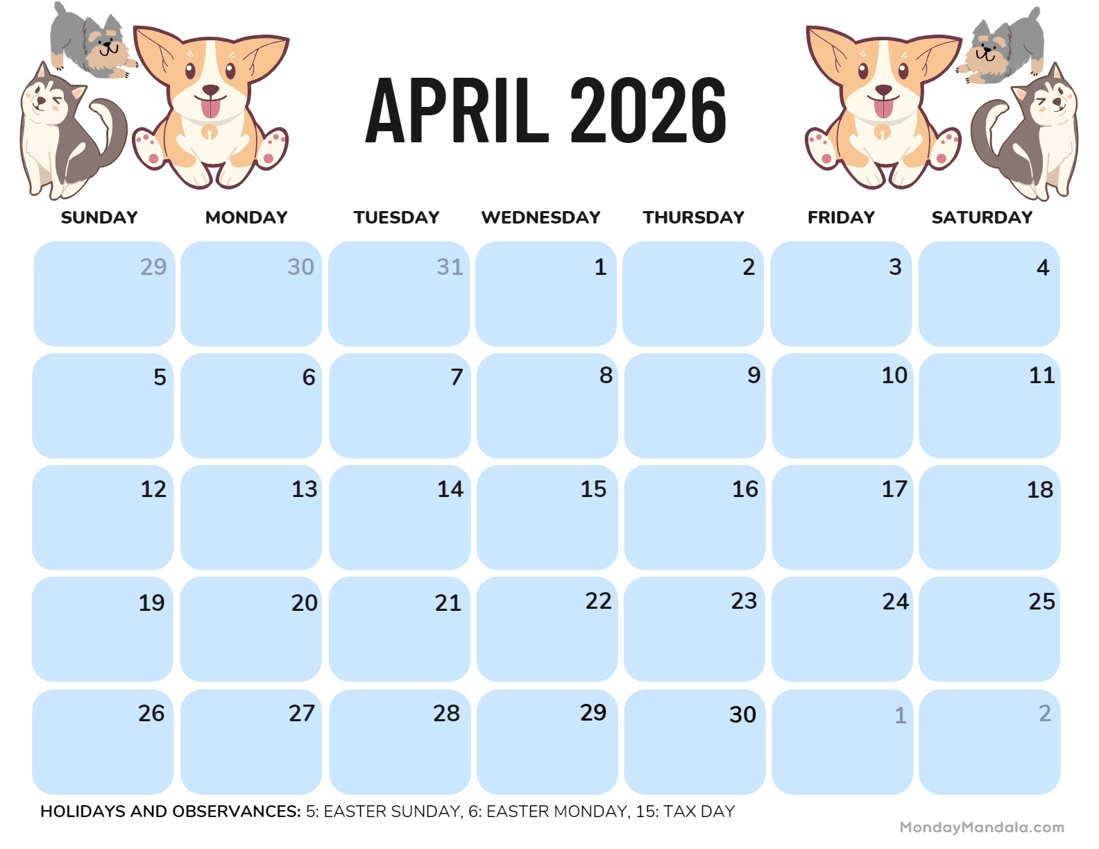 April 2026 Calendars Free PDF Printables 