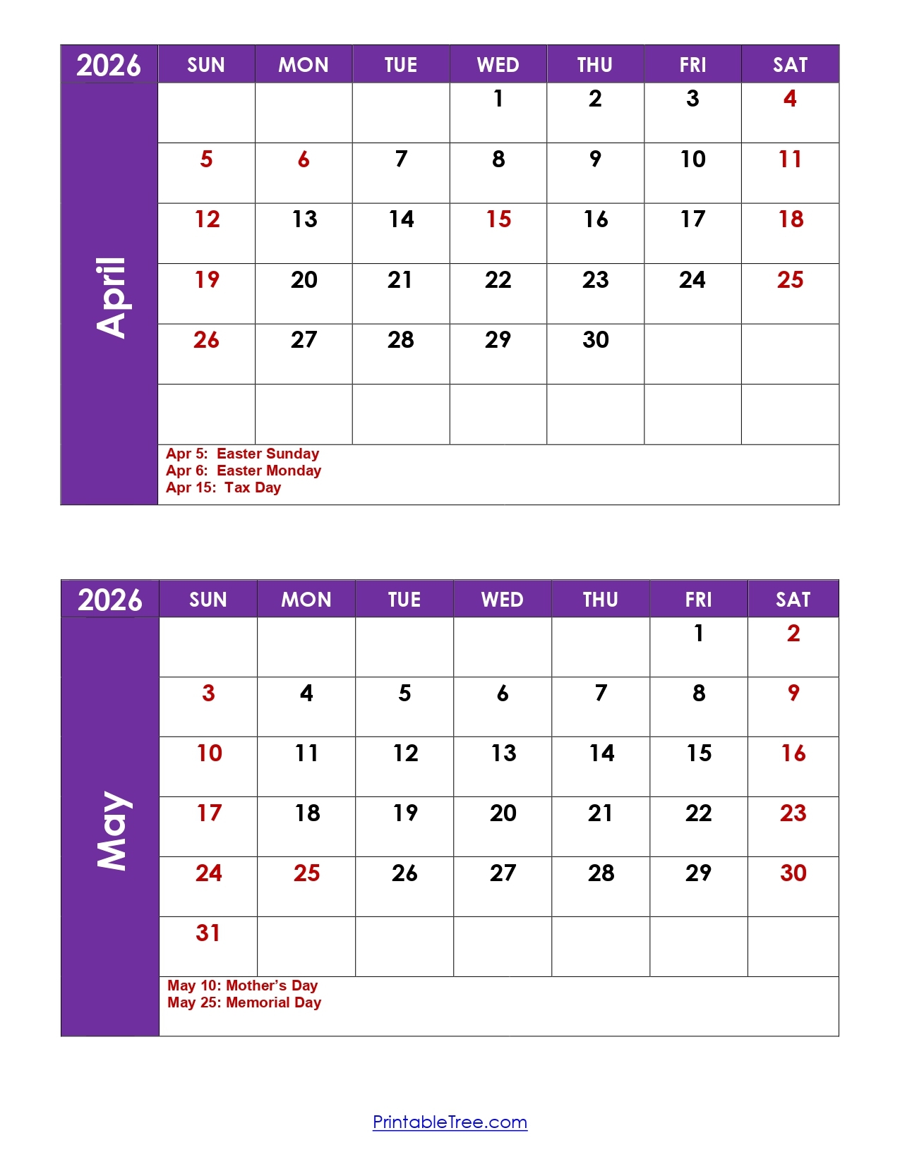 April 2026 Calendar With Holidays April 2026 Calendar With Holidays
