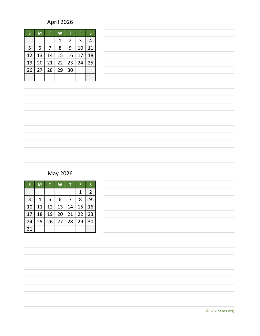 April And May 2026 Calendar WikiDates April And May 2026 Calendar WikiDates