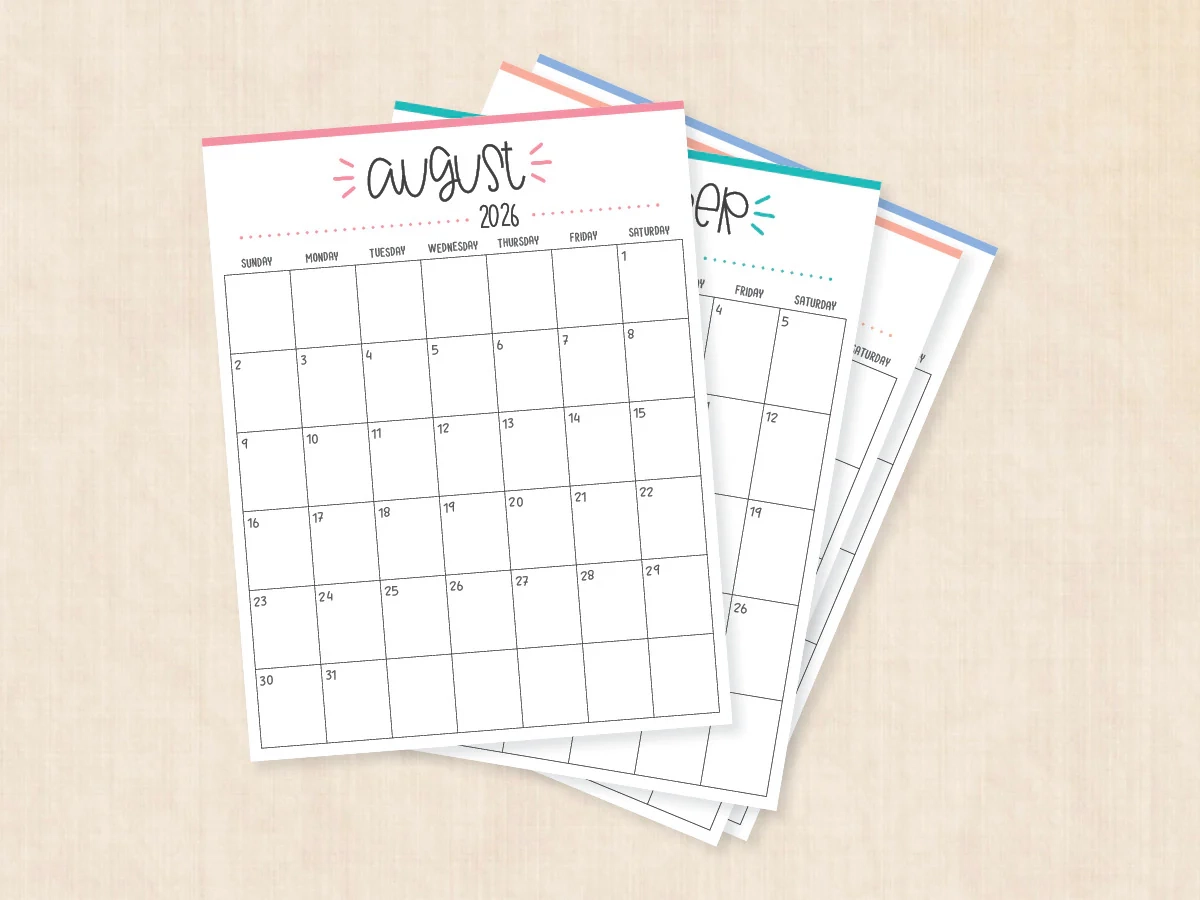 August 2026 Calendar Printable PDF Templates