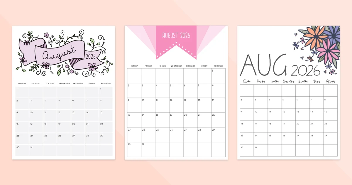 August 2026 Calendar Printable Tidy Plans