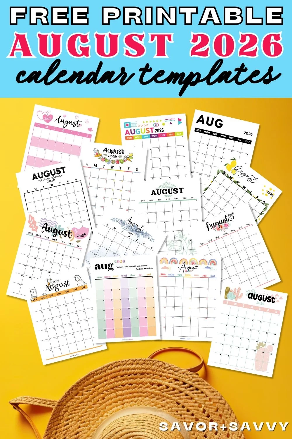 August 2026 Calendar Templates 14 Free Printables Savor Savvy August 2026 Calendar Templates 14 Free Printables Savor Savvy
