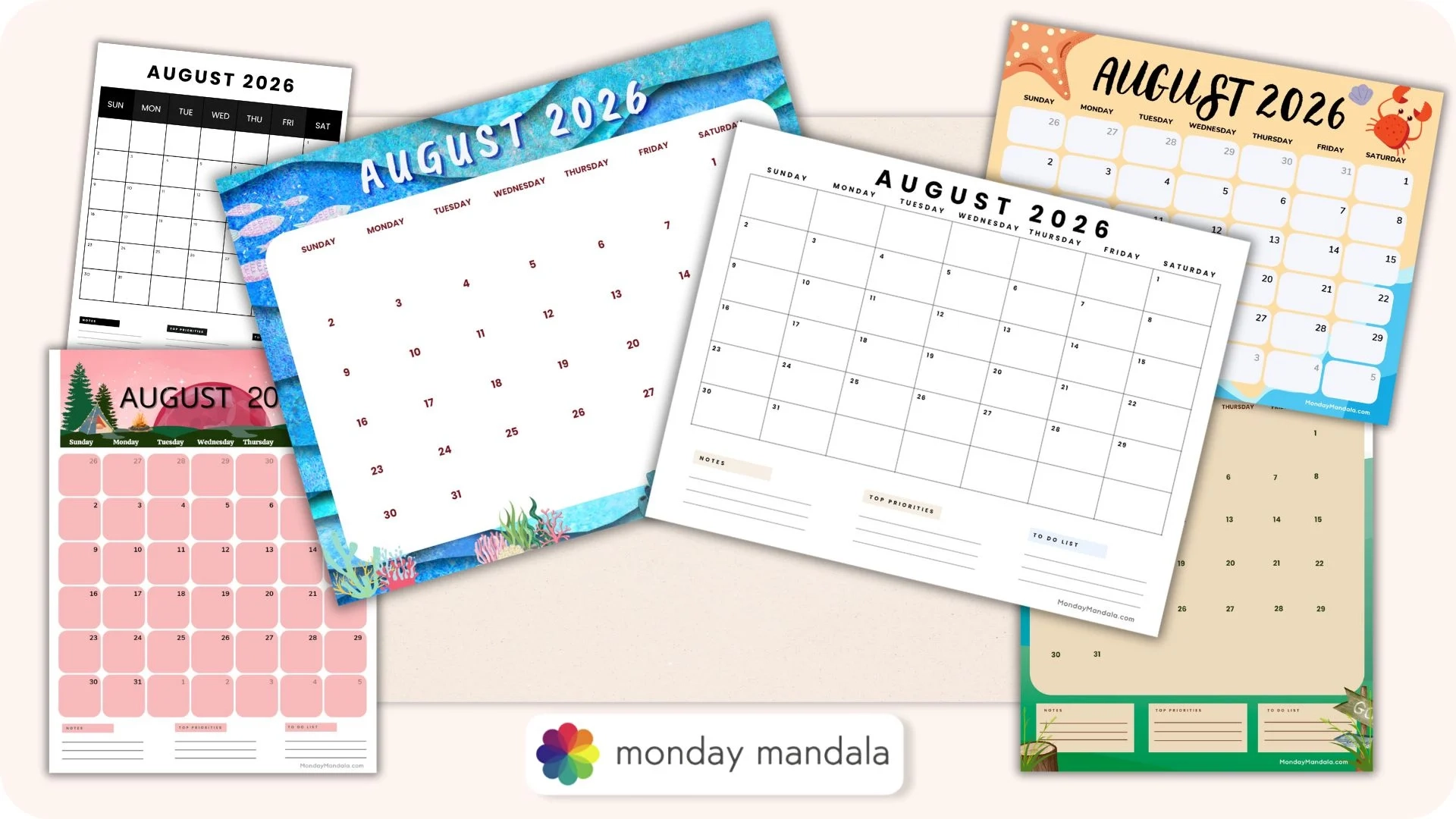 August 2026 Calendar Svg