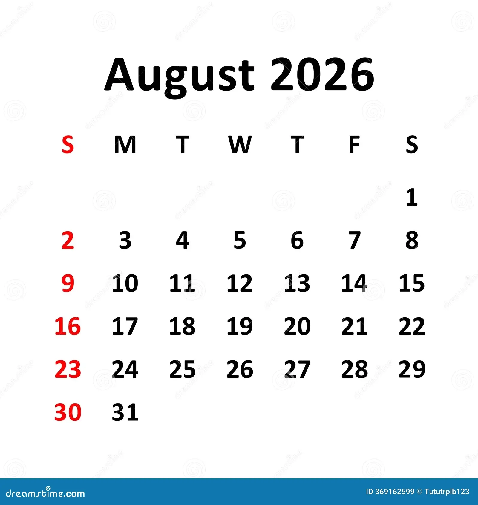 August 2026 Stock Illustration Illustration Of Independent 369162599