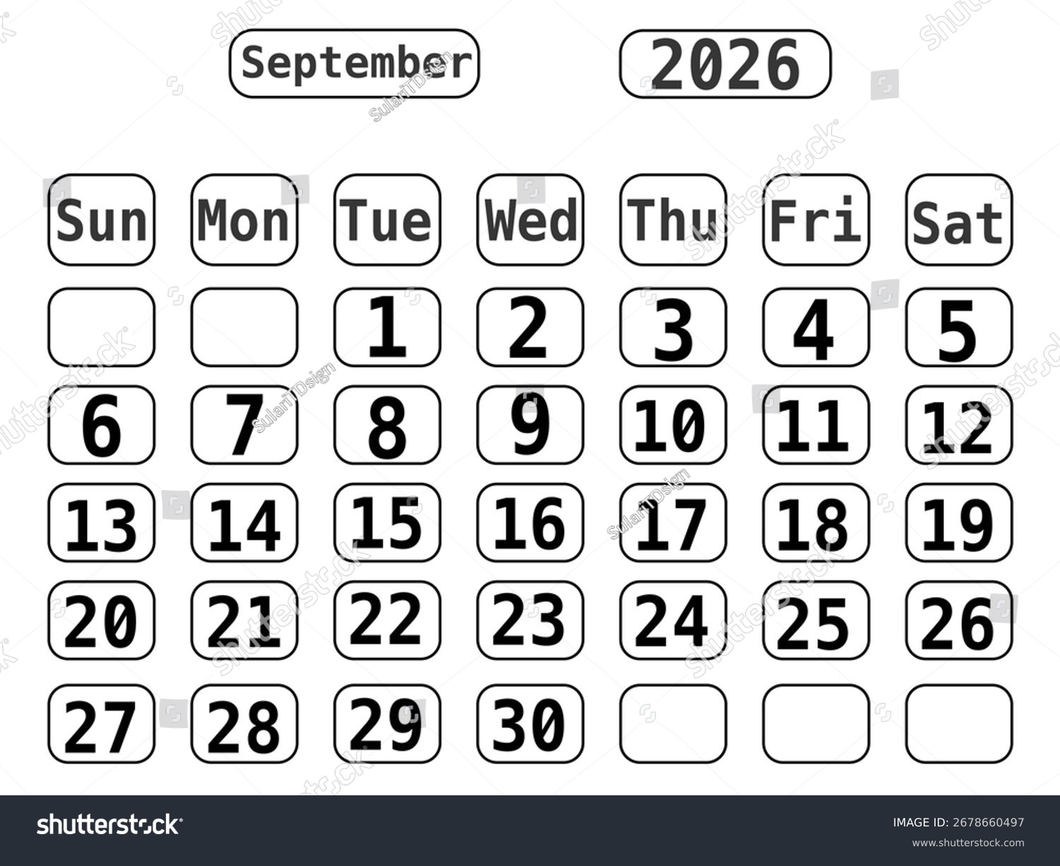 Black Line Art 2026 Calendar Template Stock Vector Royalty Free 2678660497 Shutterstock Black Line Art 2026 Calendar Template Stock Vector Royalty Free 2678660497 Shutterstock