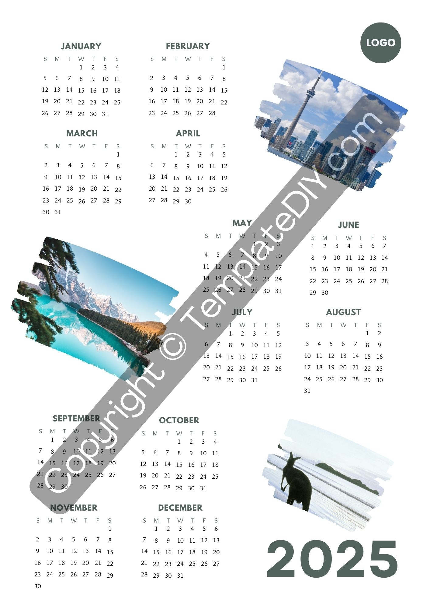 Blank 2025 Calendar Printable Template In PDF Word Excel