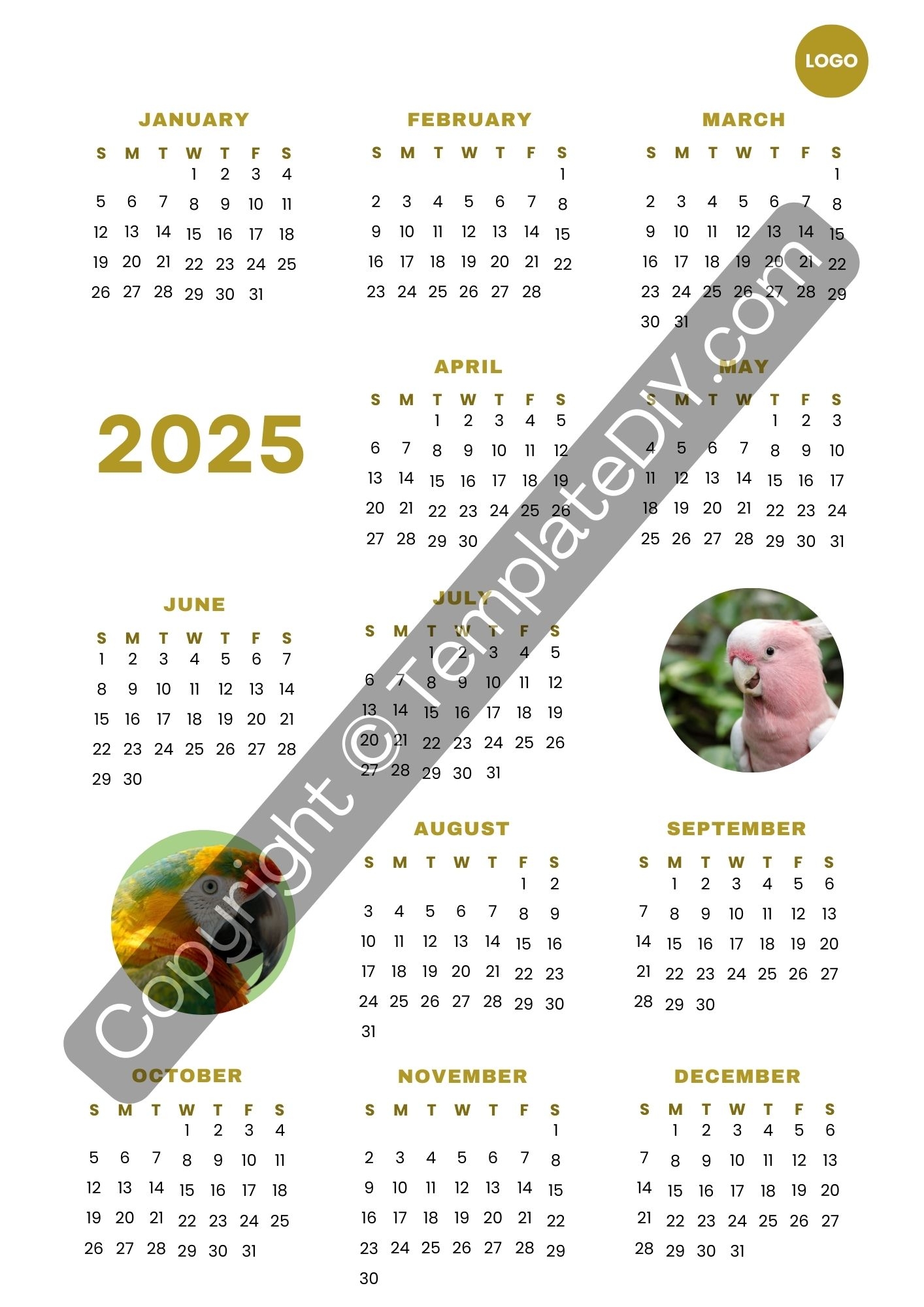 Blank 2025 Calendar Printable Template In PDF Word Excel