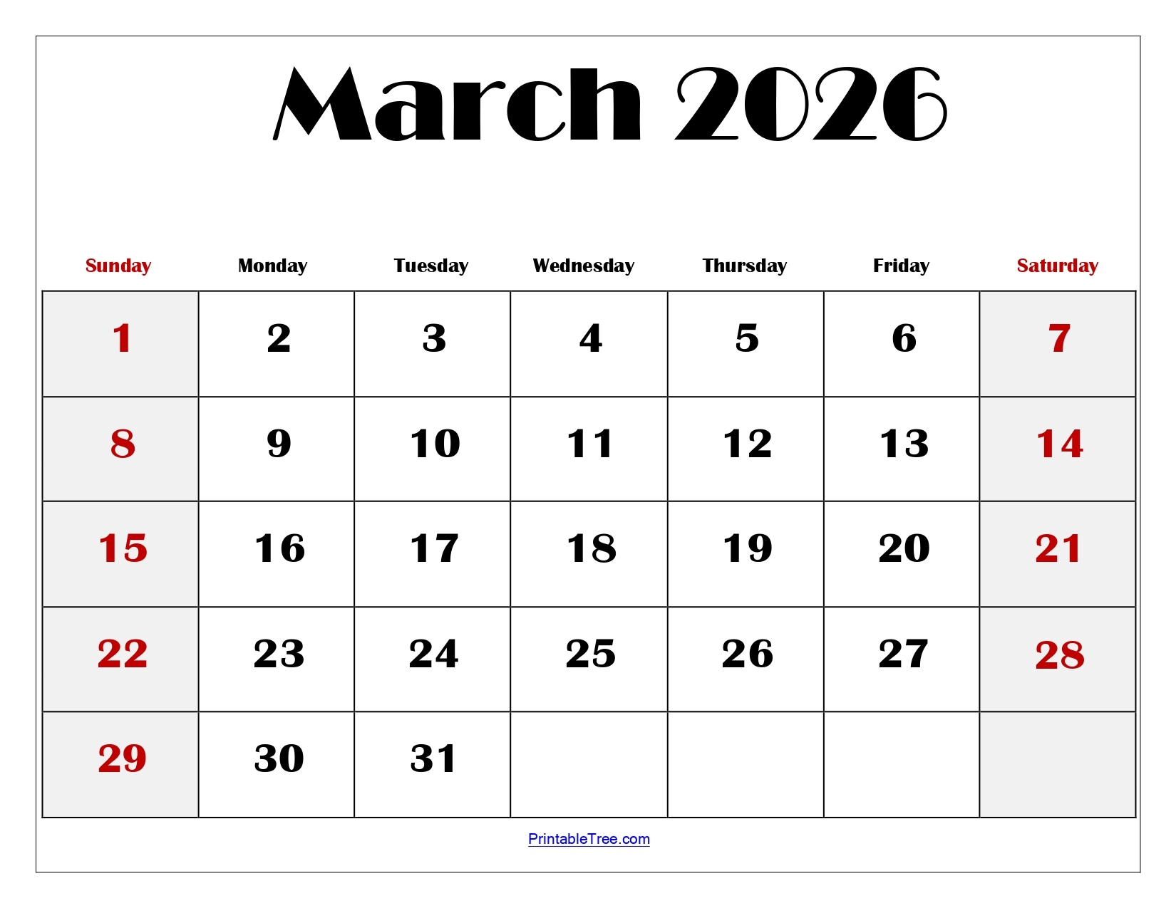 Blank March 2026 Calendar Printable PDF Templates Blank March 2026 Calendar Printable PDF Templates