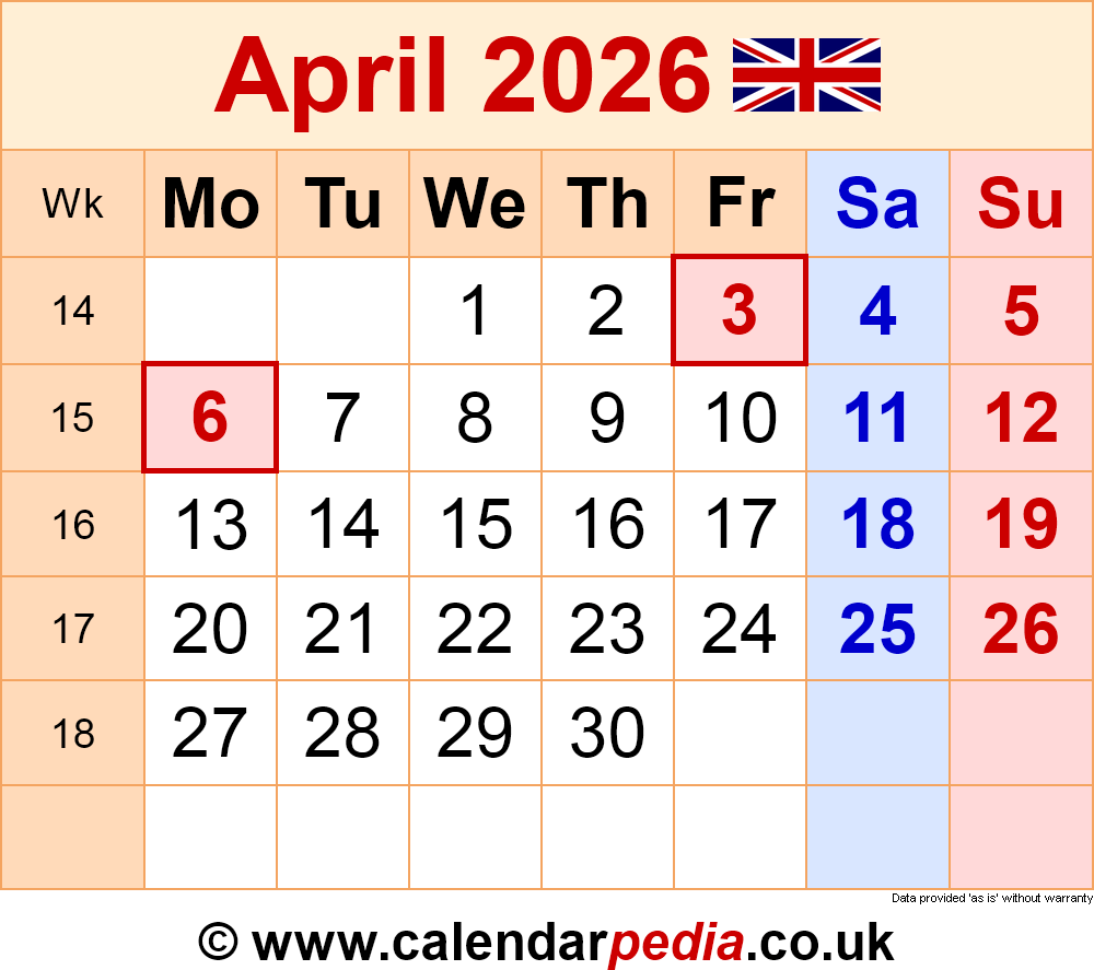 Blank Calendar Printable April 2026 Blank Calendar Printable April 2026